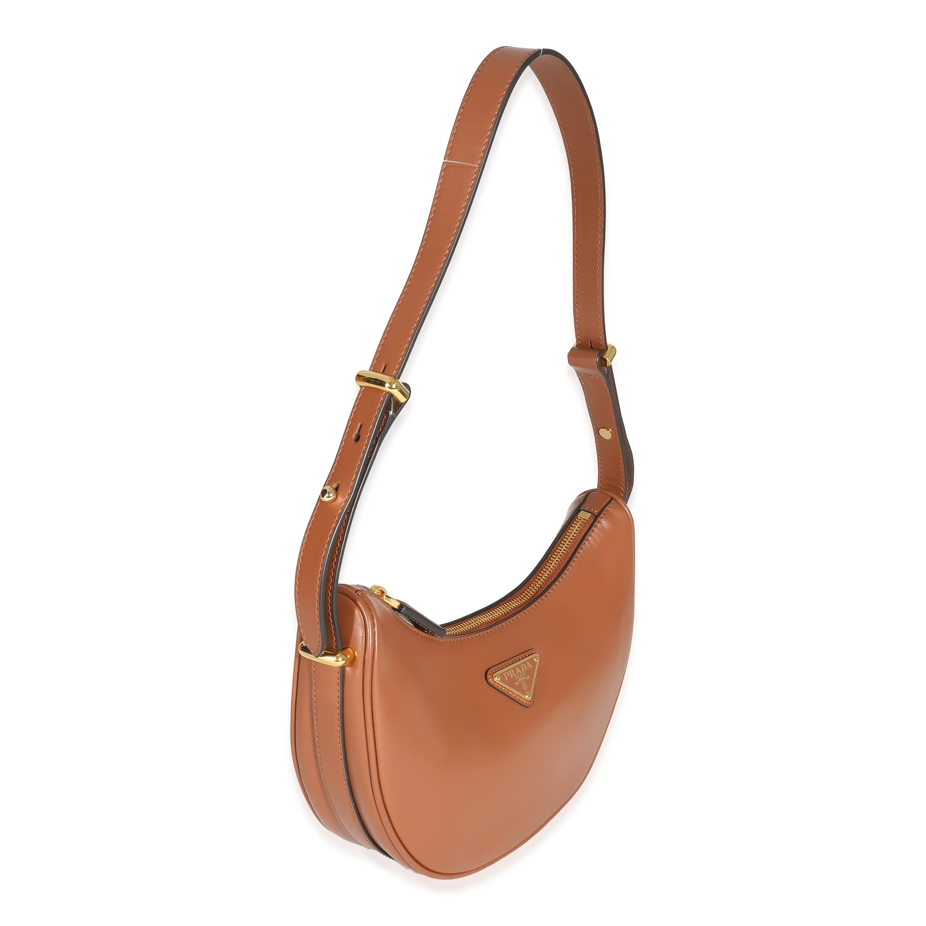 Prada Cognac Nappa Leather Arqué Shoulder Bag - Image 3