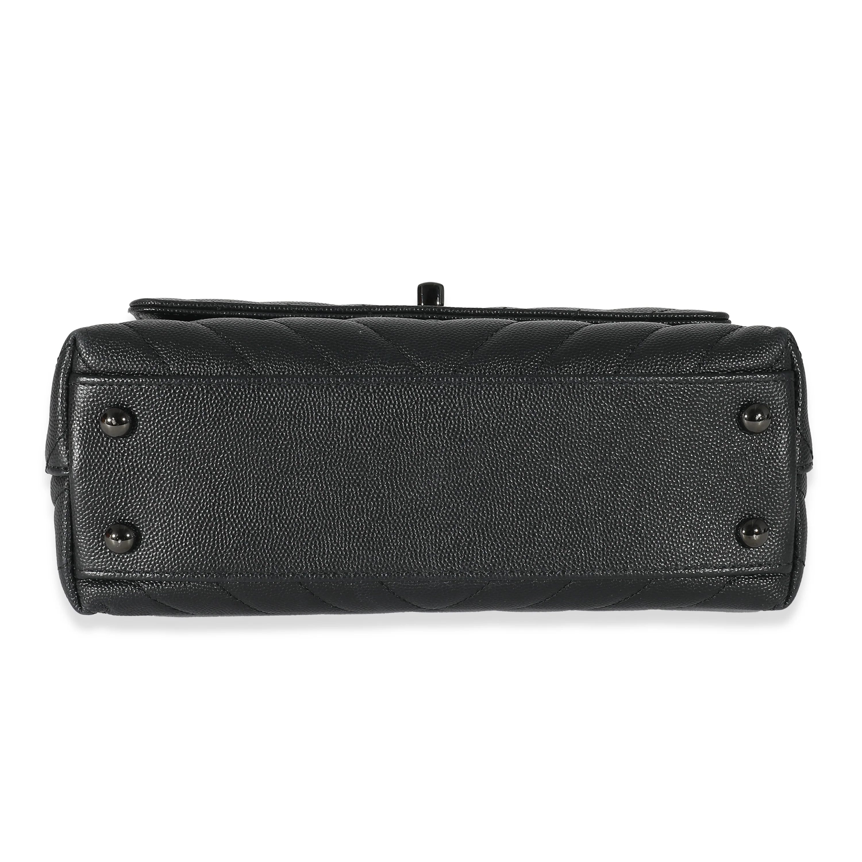 Chanel Black Chevron Caviar Mini Coco Top Handle Bag - Image 6