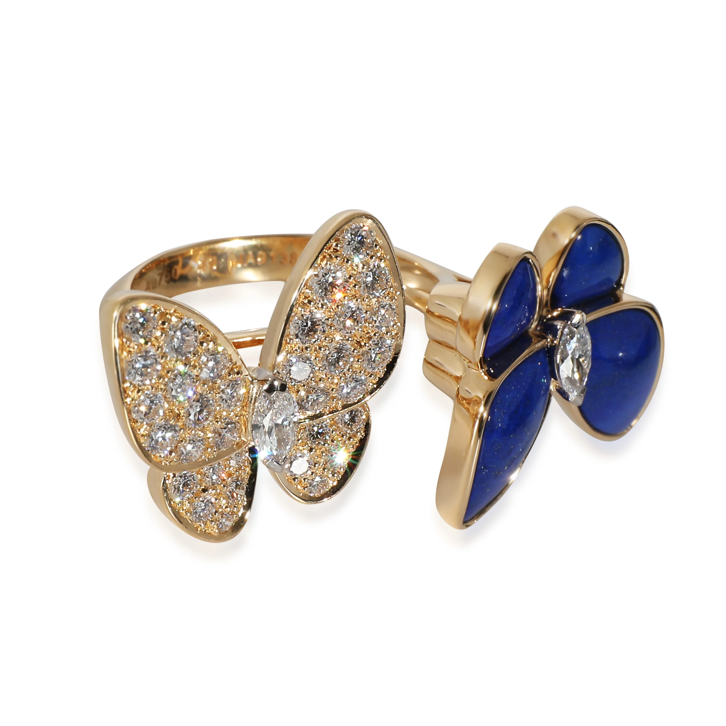 Butterfly Ring with Lapis Lazuli & Diamonds 18k Gold 0.99 CTW - Image 2