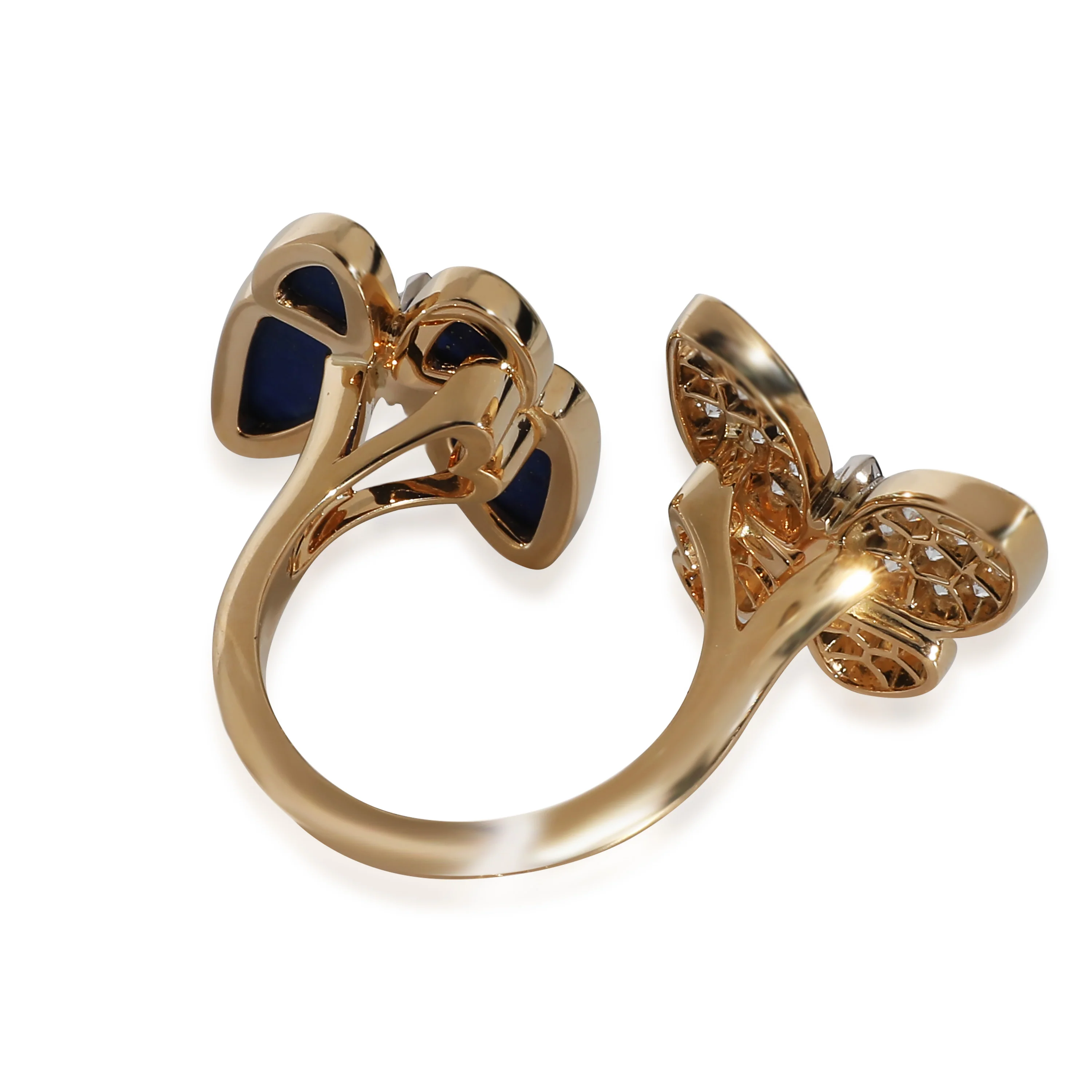 Butterfly Ring with Lapis Lazuli & Diamonds 18k Gold 0.99 CTW - Image 6