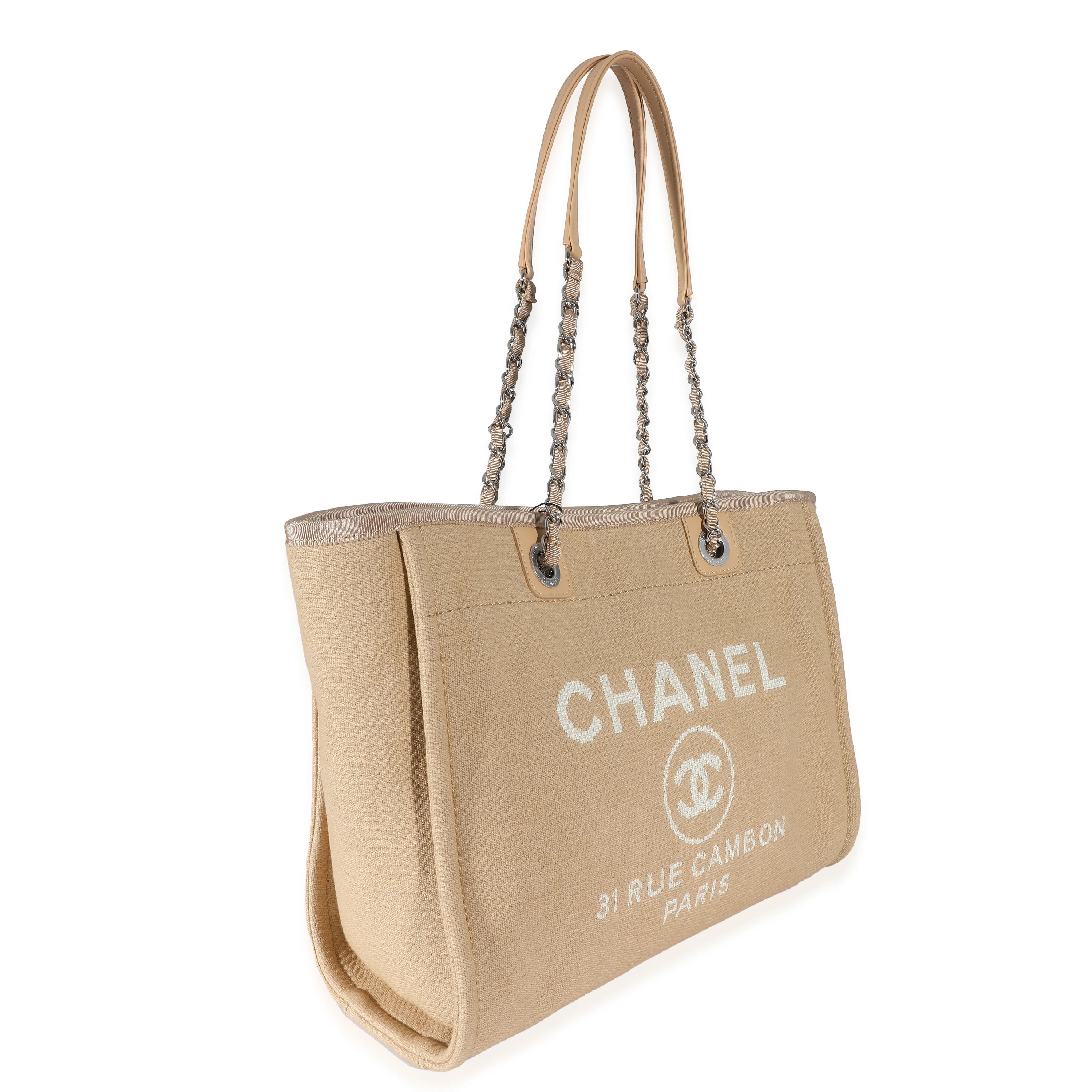 Chanel Beige Mixed Fibers Small Deauville Tote - Image 3