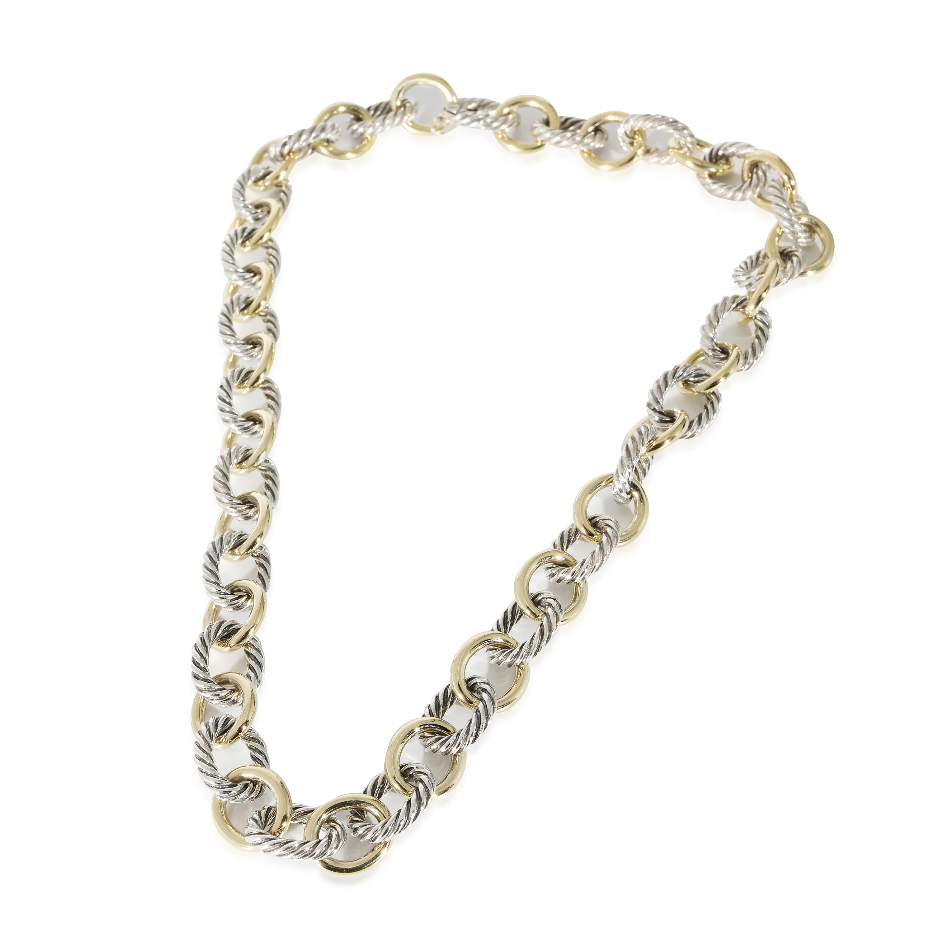 David Yurman Large Oval Link Necklace in 18K Yellow Gold/Sterling Silver - Image 2