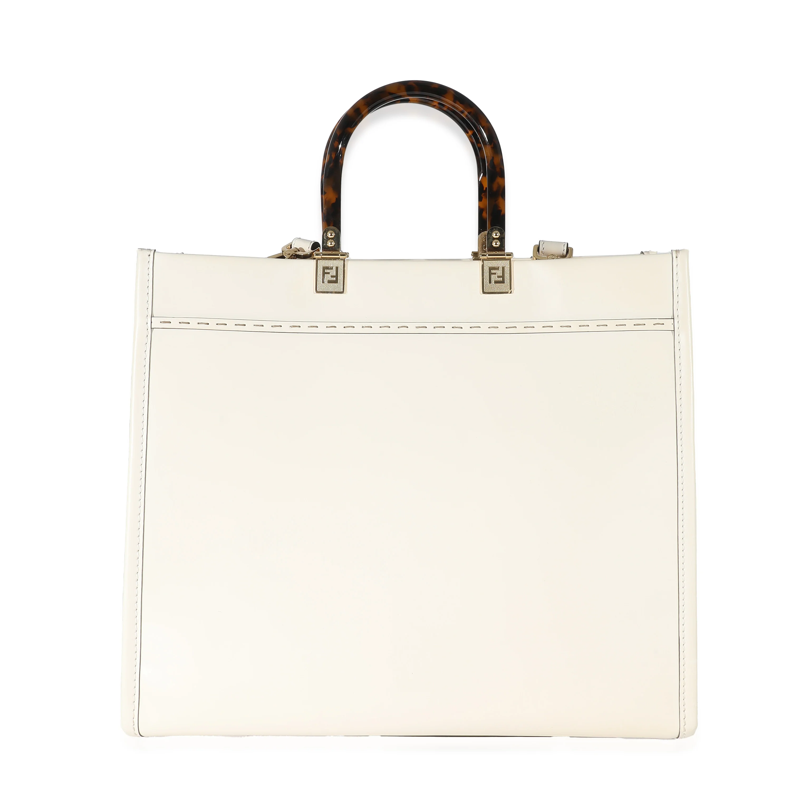 Fendi White Vitello King Plexiglass Medium Fendi Sunshine Shopper - Image 6