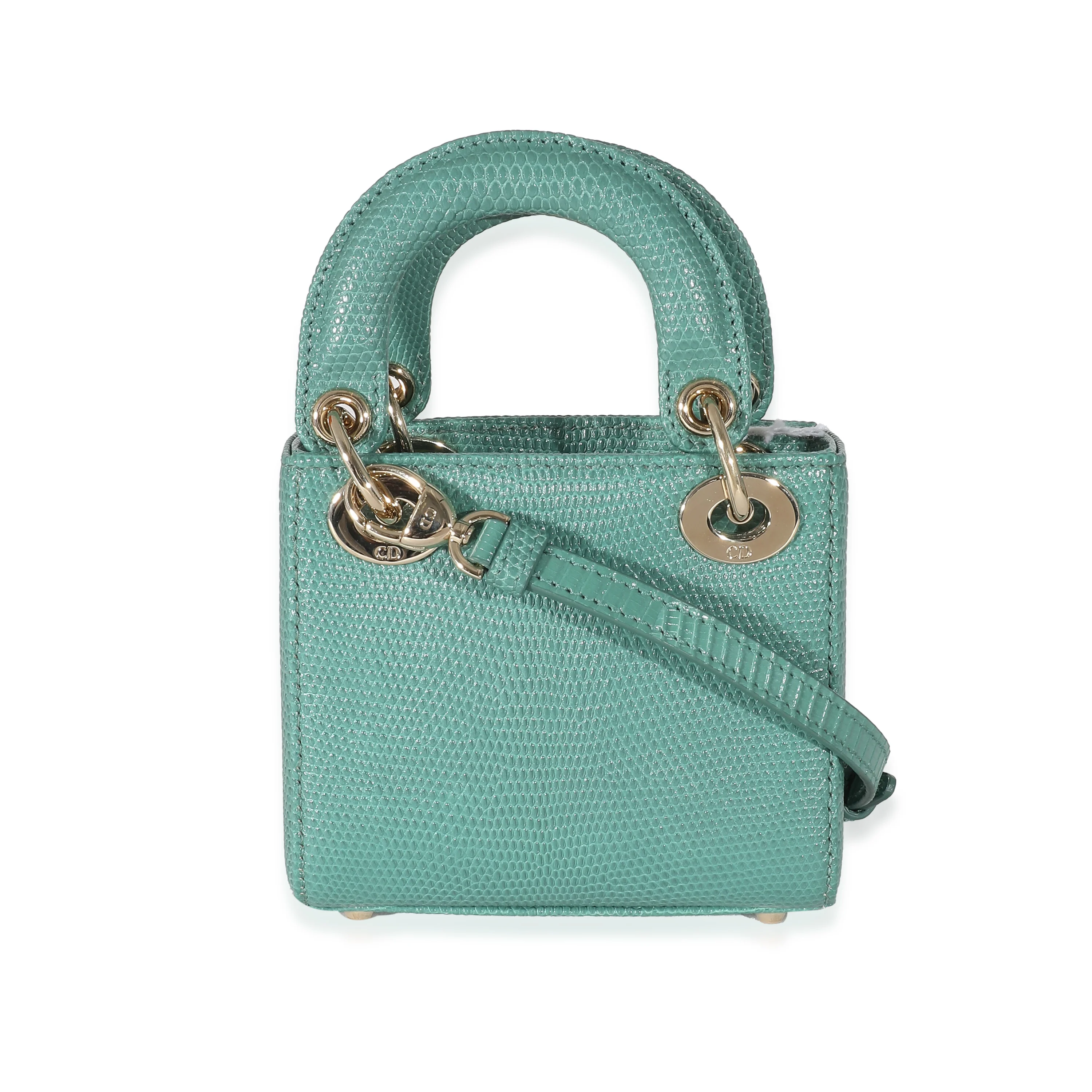 Christian Dior Vert Tundra Lizard Micro Lady Dior - Image 4