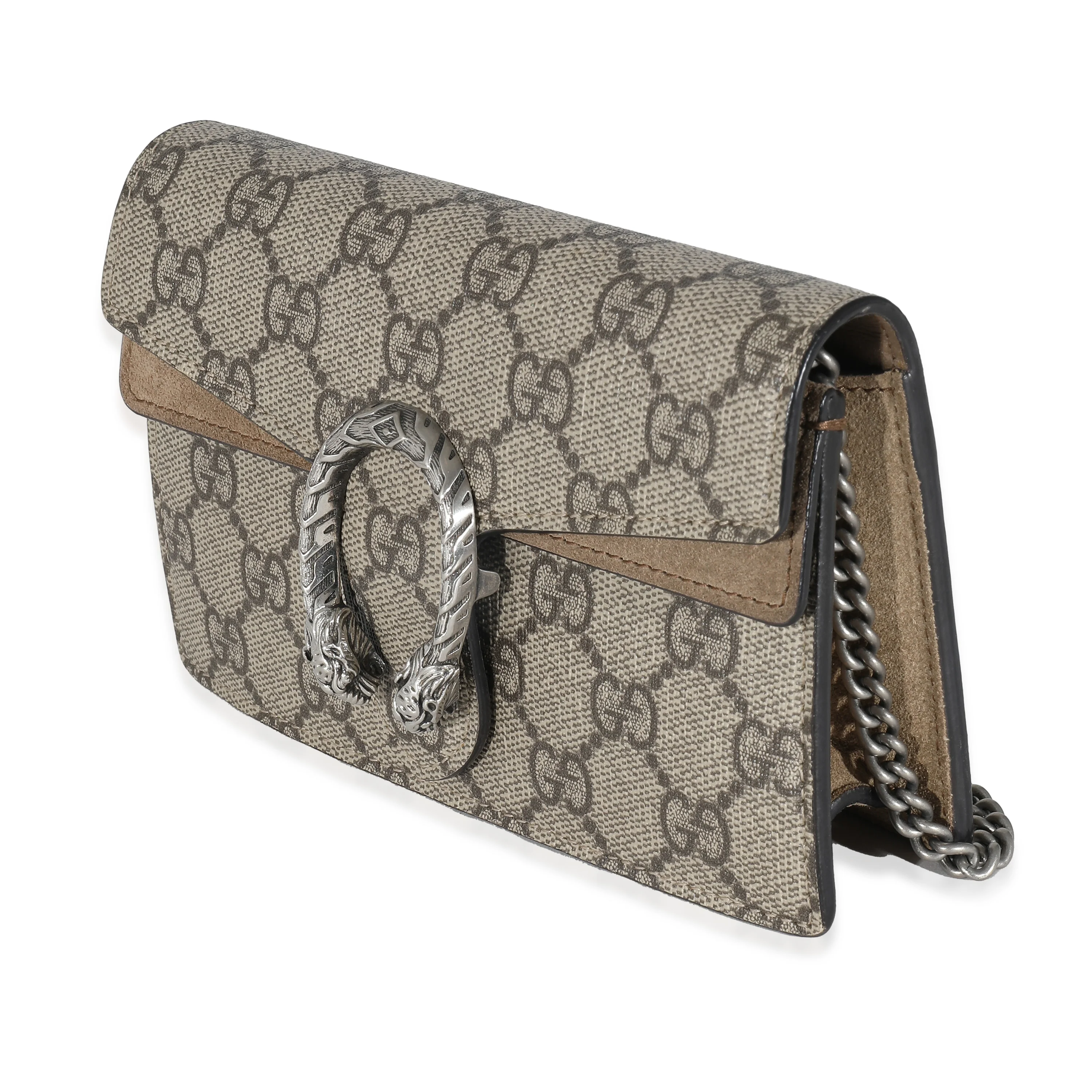 Gucci Beige GG Supreme Canvas Super Mini Dionysus Chain Bag - Image 2