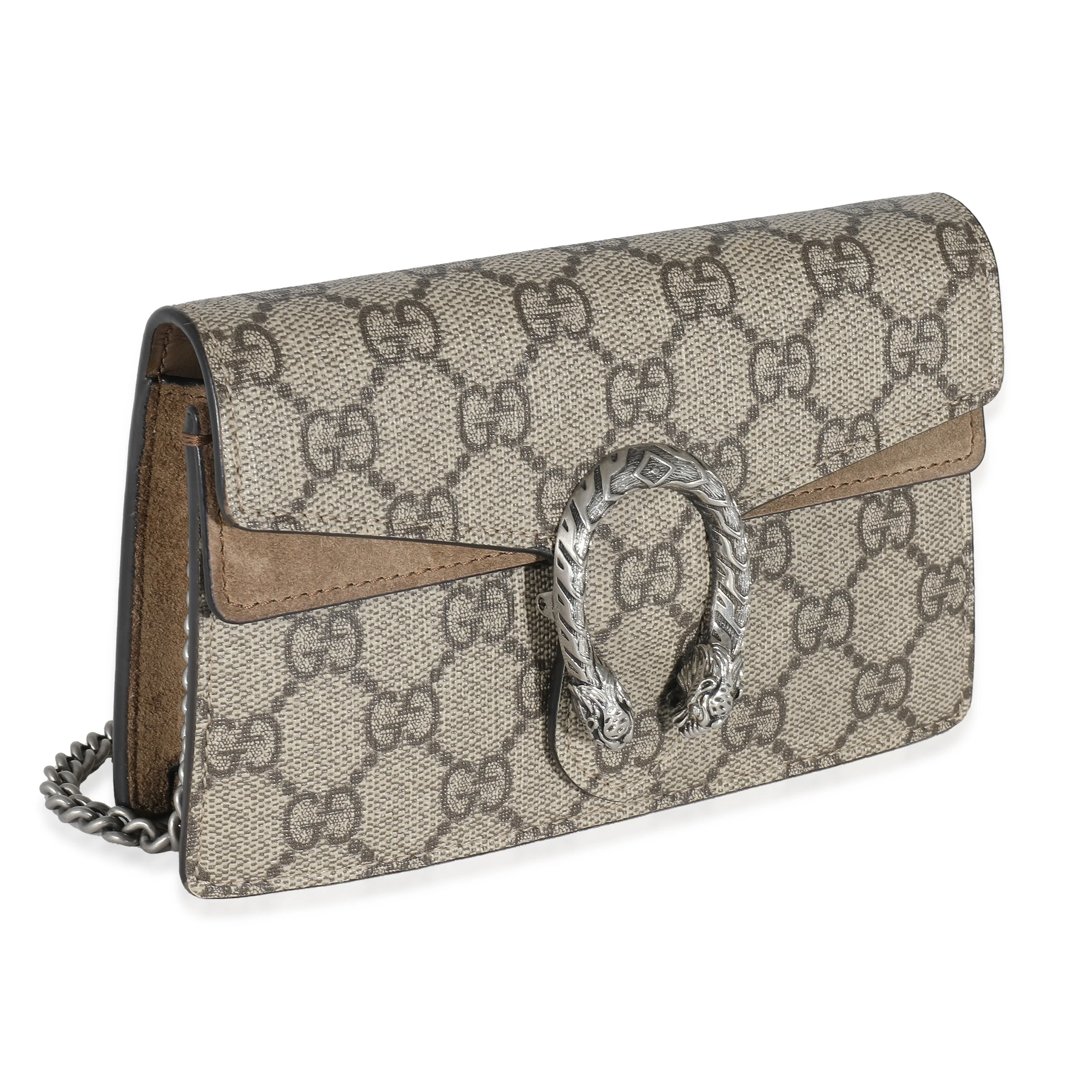 Gucci Beige GG Supreme Canvas Super Mini Dionysus Chain Bag - Image 3