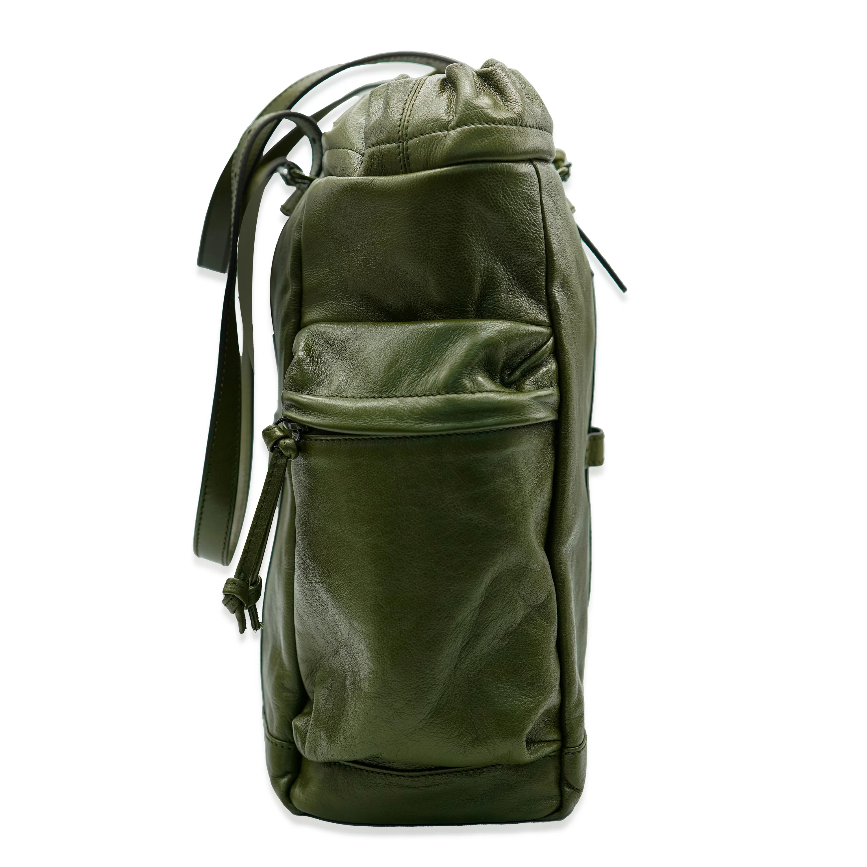 Green Leather GG Drawstring Tote - Image 11