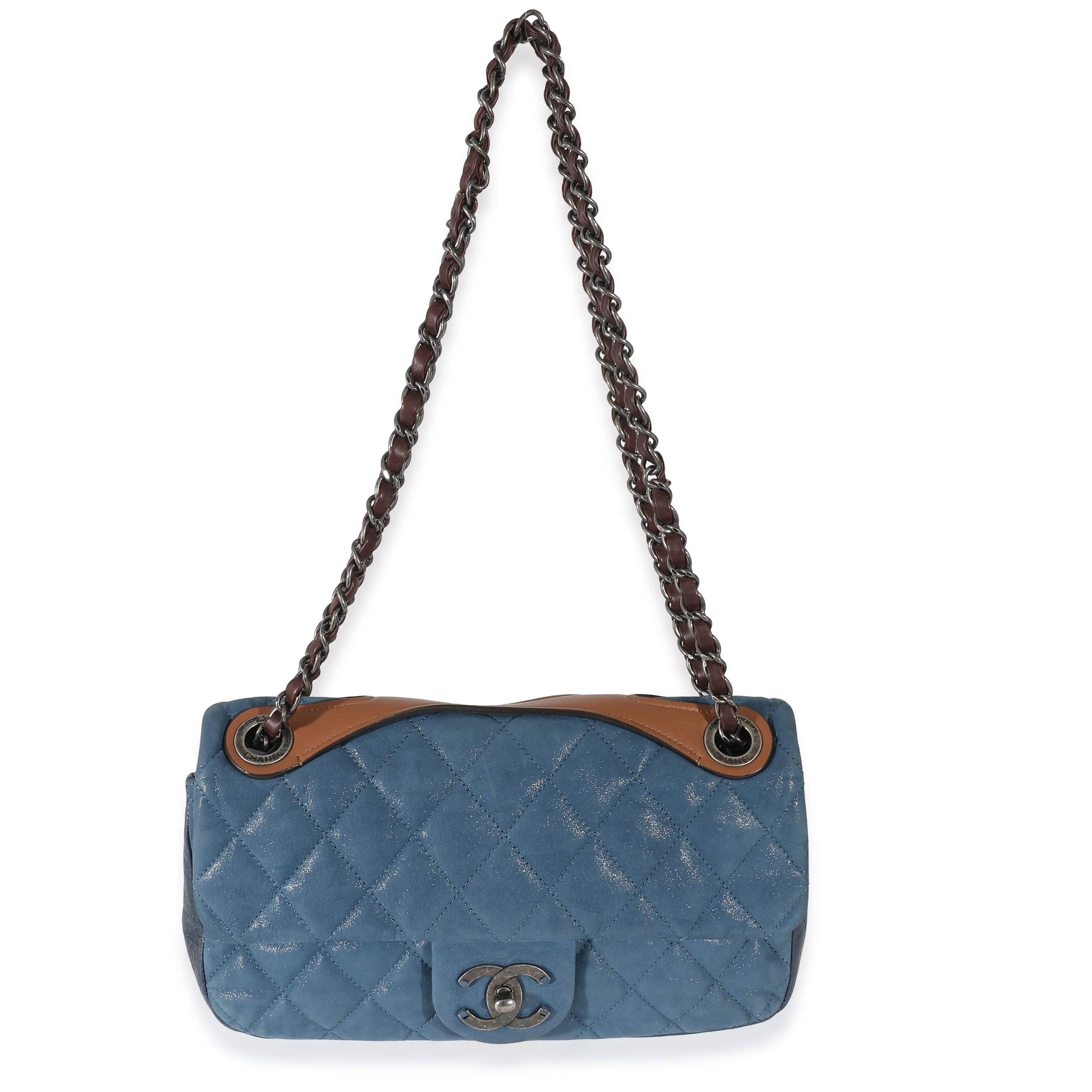 Chanel Blue Iridescent Calfskin Medium In The Mix Flap Bag - Image 7
