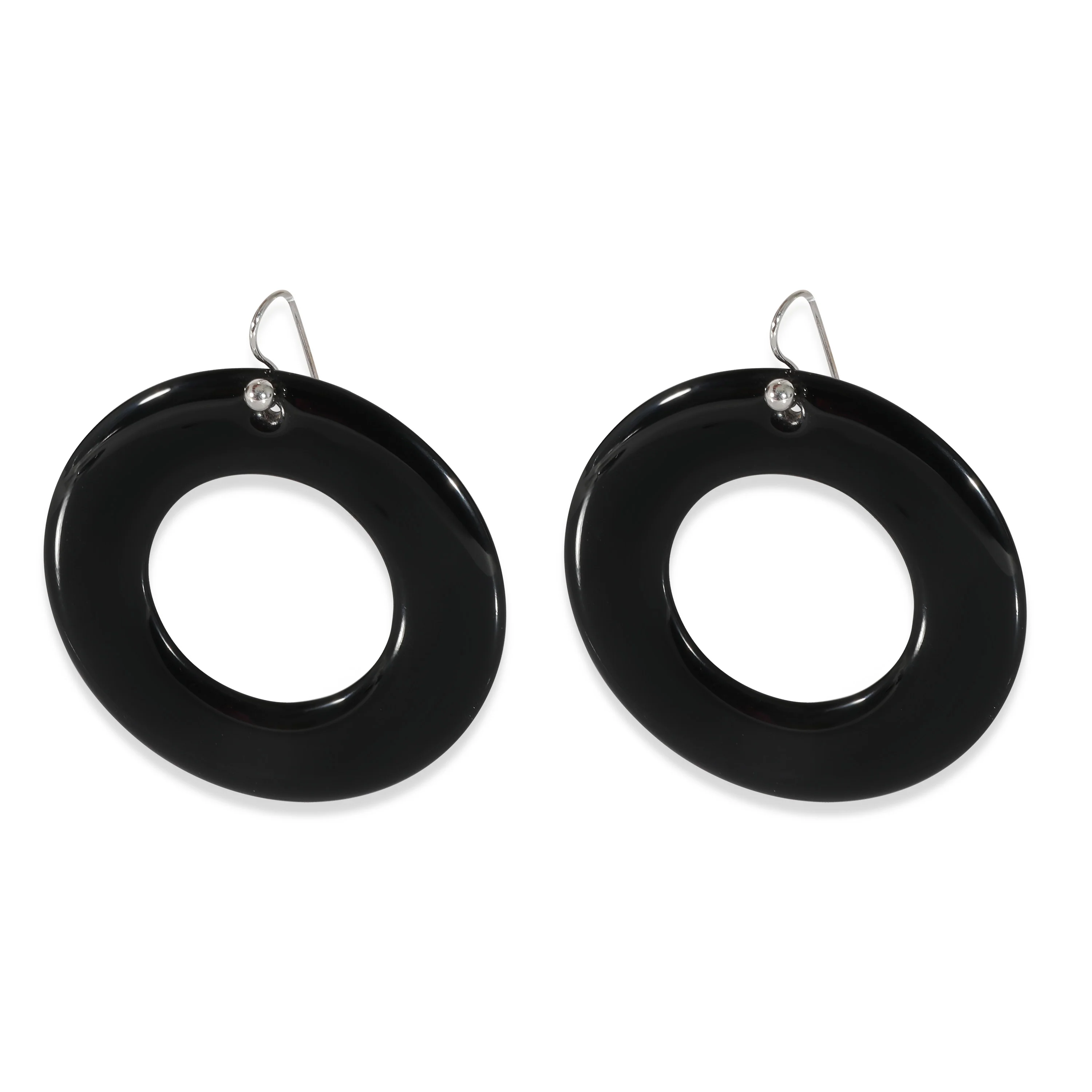 Tiffany & Co. Elsa Peretti Sevillana Black Laquer Earrings in 18K White Gold