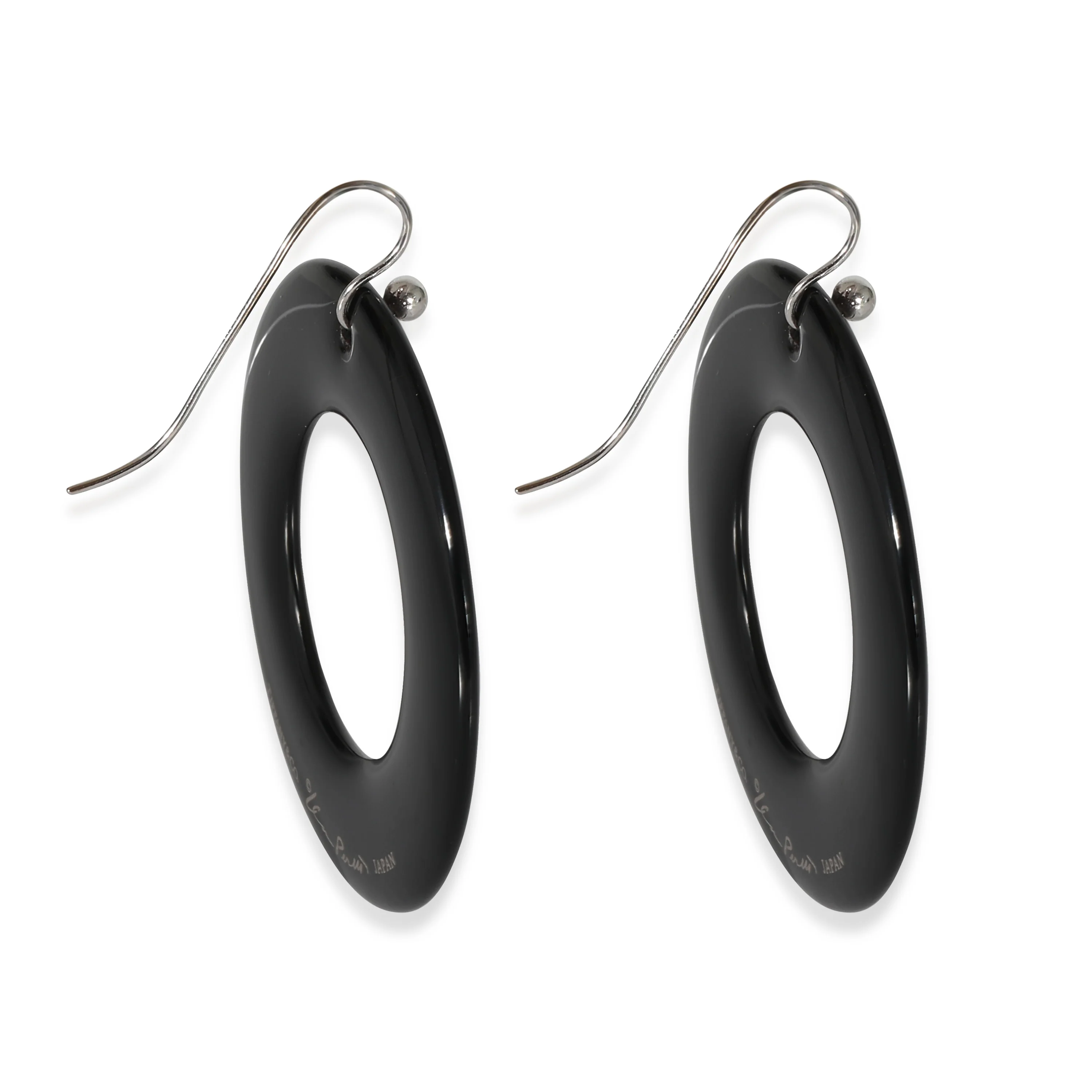 Tiffany & Co. Elsa Peretti Sevillana Black Laquer Earrings in 18K White Gold - Image 2