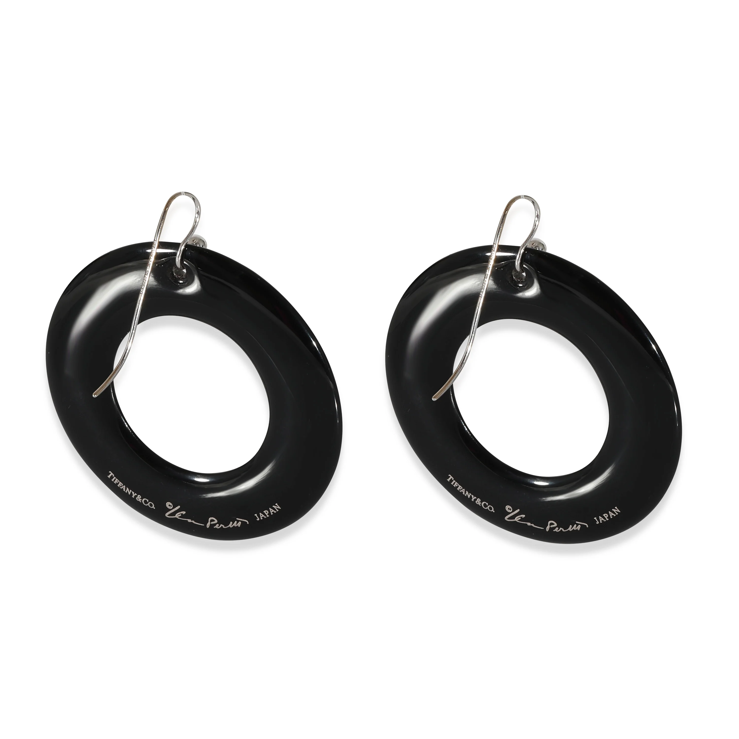 Tiffany & Co. Elsa Peretti Sevillana Black Laquer Earrings in 18K White Gold - Image 3