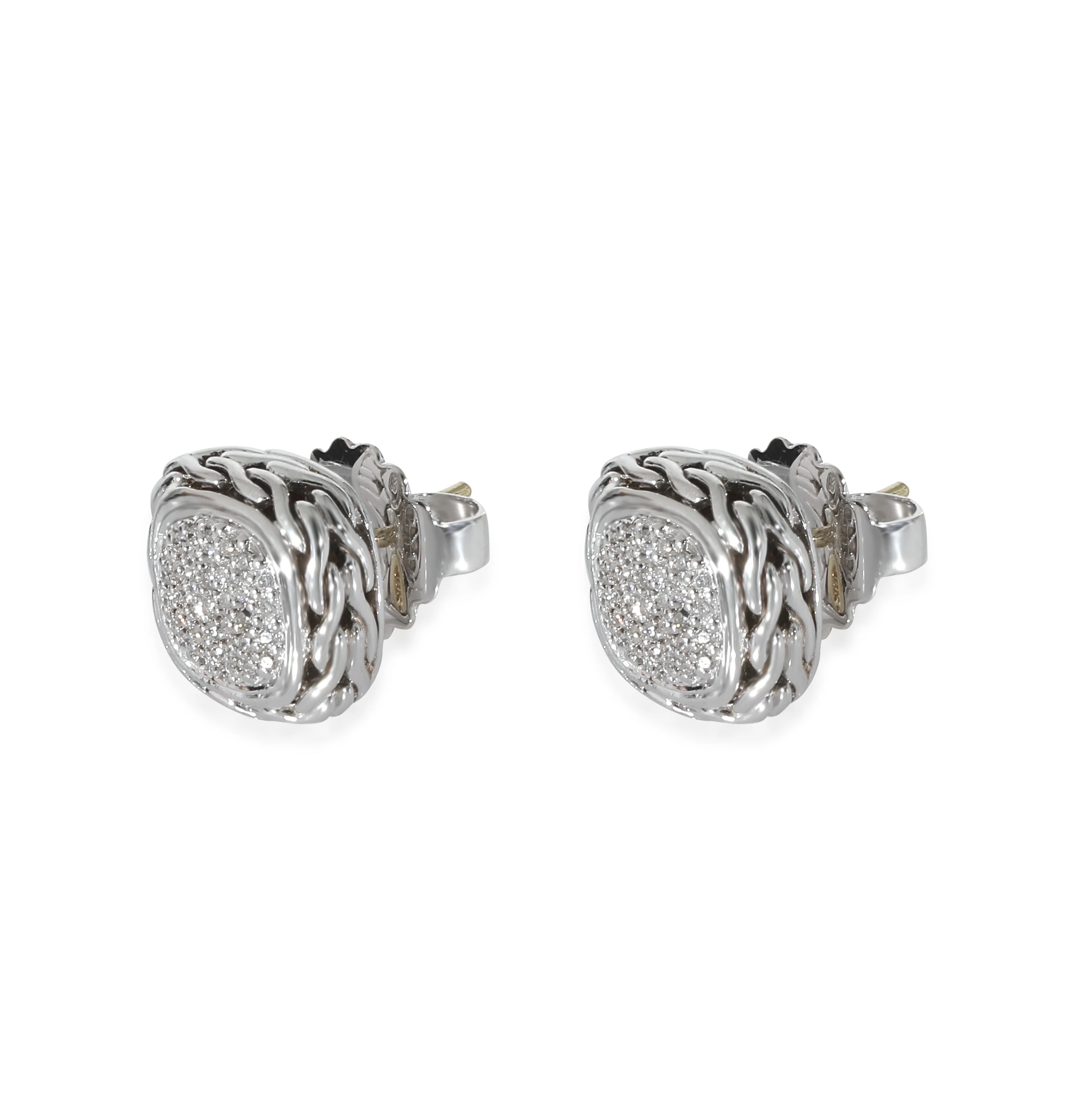 John Hardy Classic Chain Diamond Earrings in Sterling Silver 0.34 CTW - Image 2