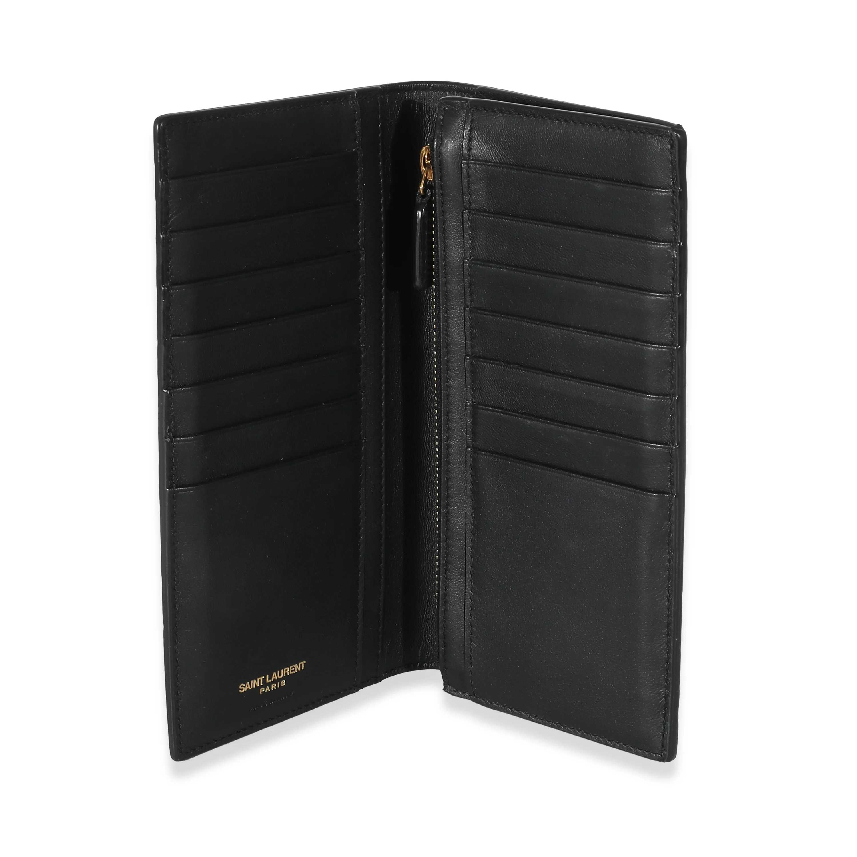 Saint Laurent Black Croc Embossed Leather Tiny Cassandre Long Wallet - Image 4