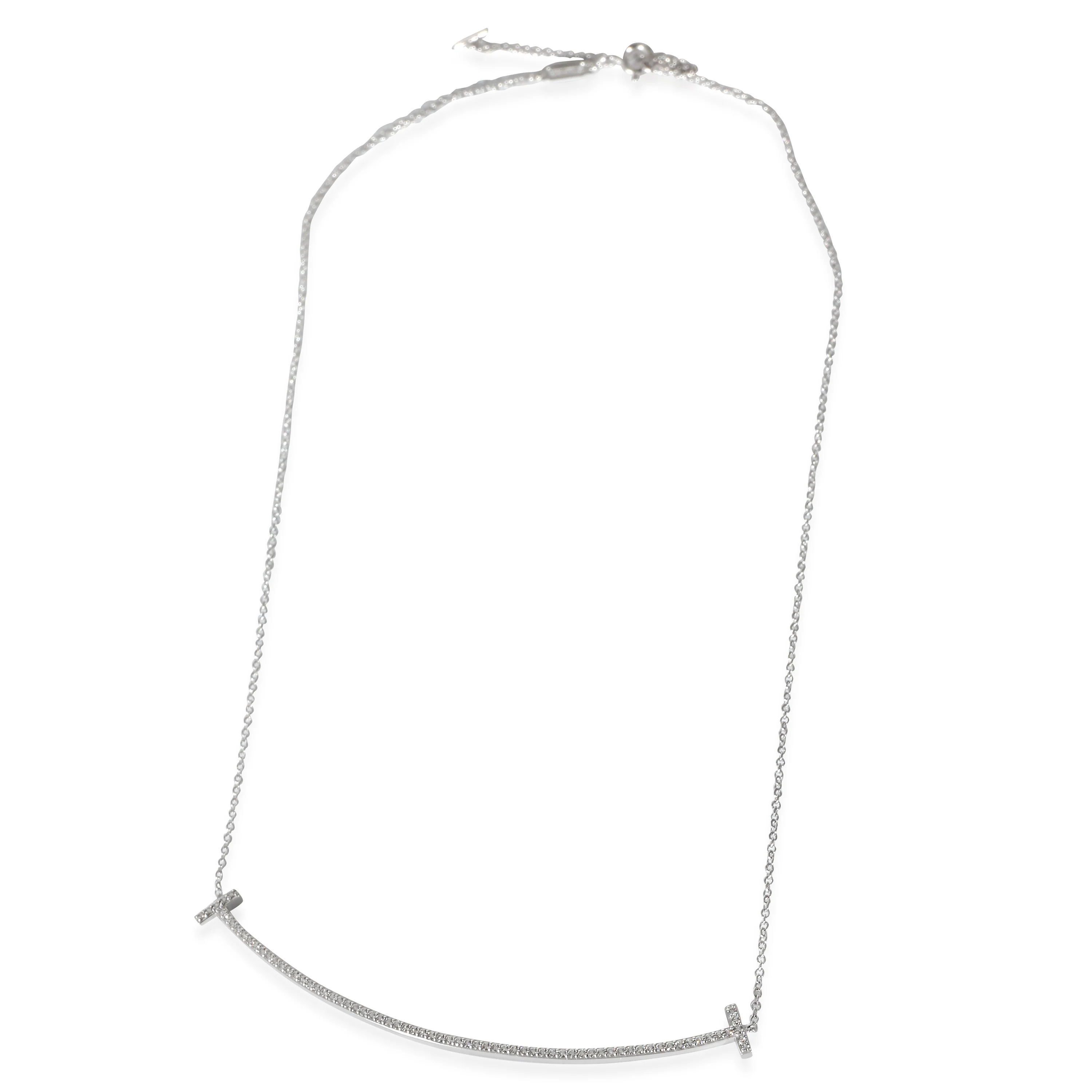Tiffany & Co. Tiffany T Smile Diamond Necklace in 18k White Gold 0.19 CTW - Image 2