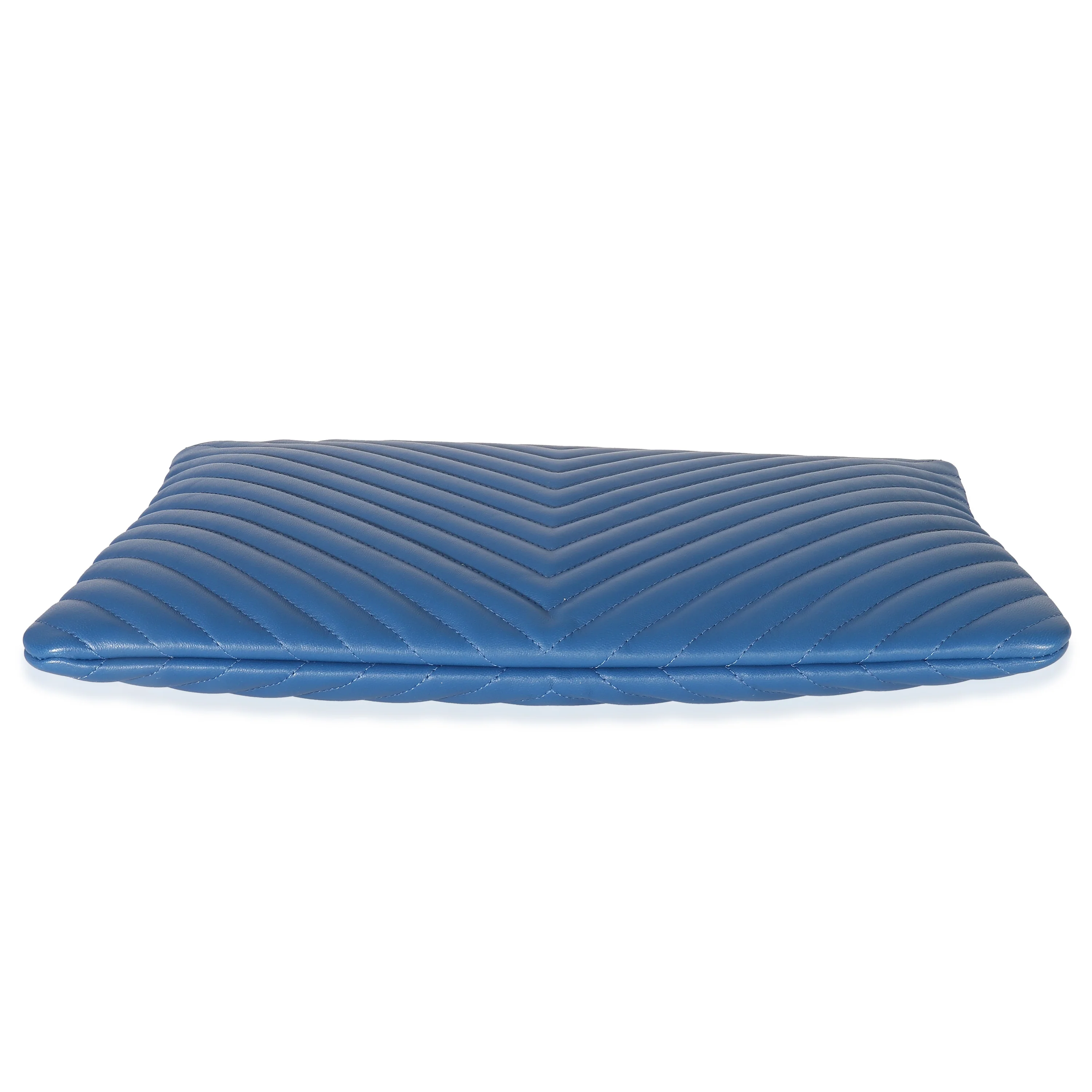 Blue Quilted Chevron Lambskin Large O Case - Image 6