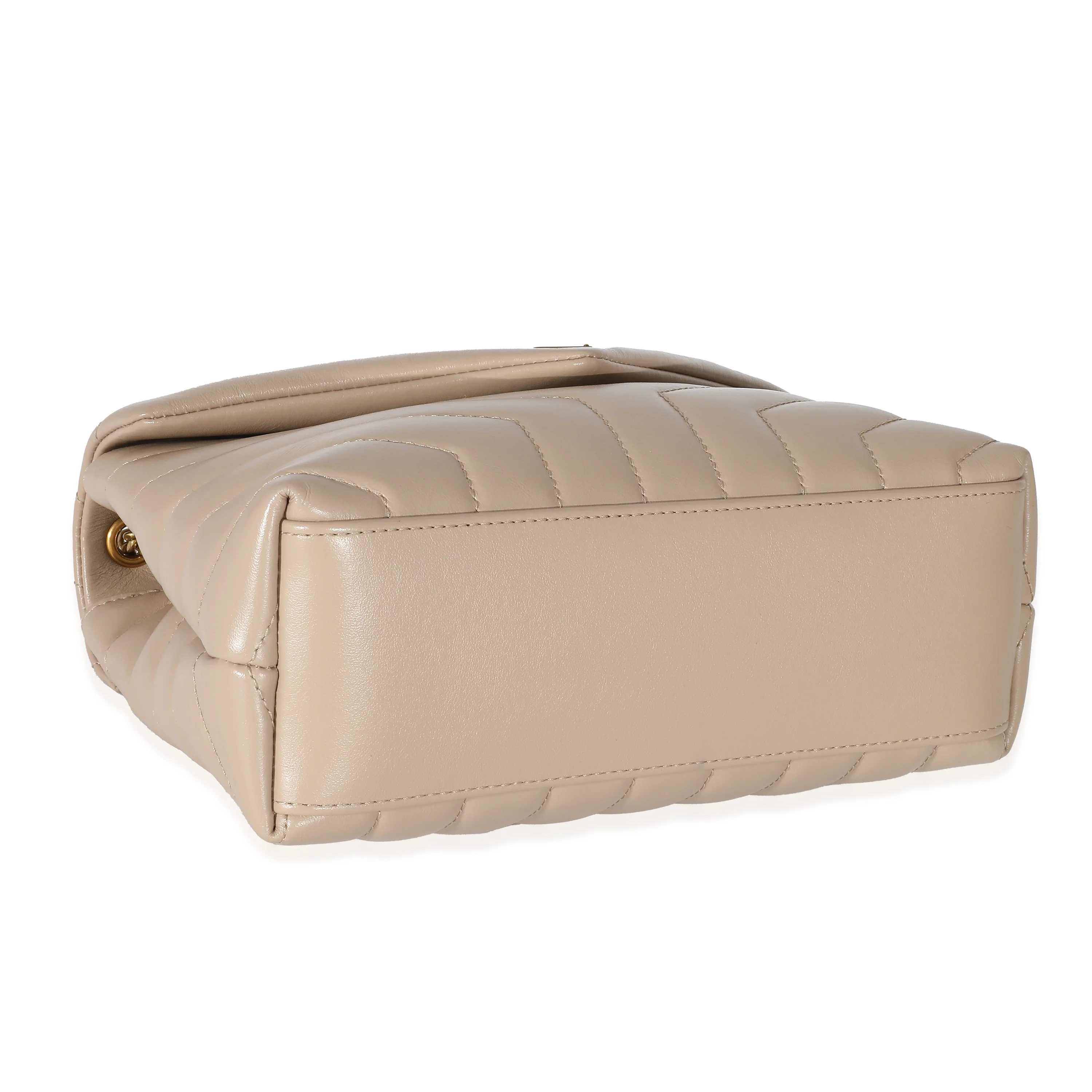 Saint Laurent Dark Beige Chevron Matelassé Calfskin Leather Small Loulou - Image 4