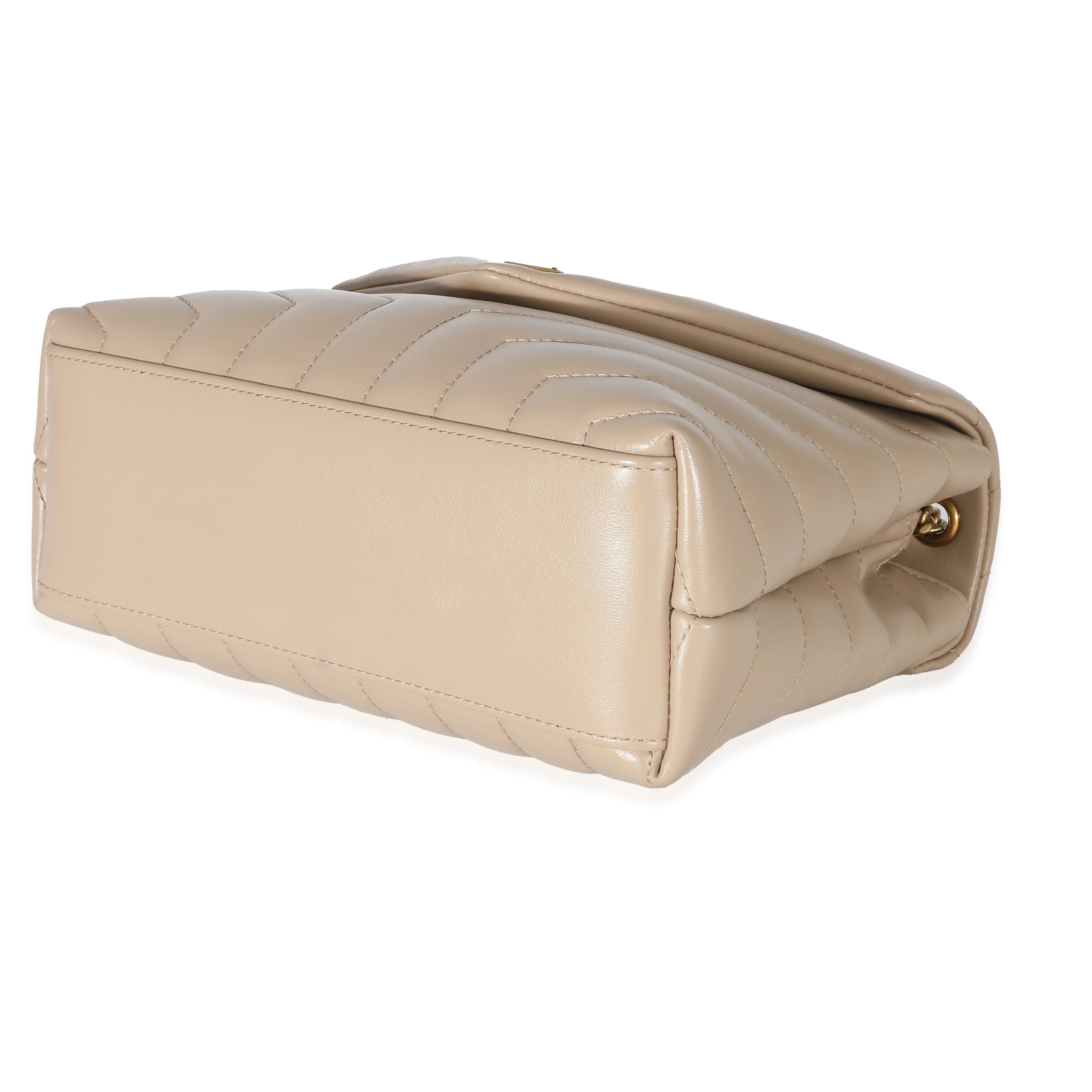 Saint Laurent Dark Beige Chevron Matelassé Calfskin Leather Small Loulou - Image 6
