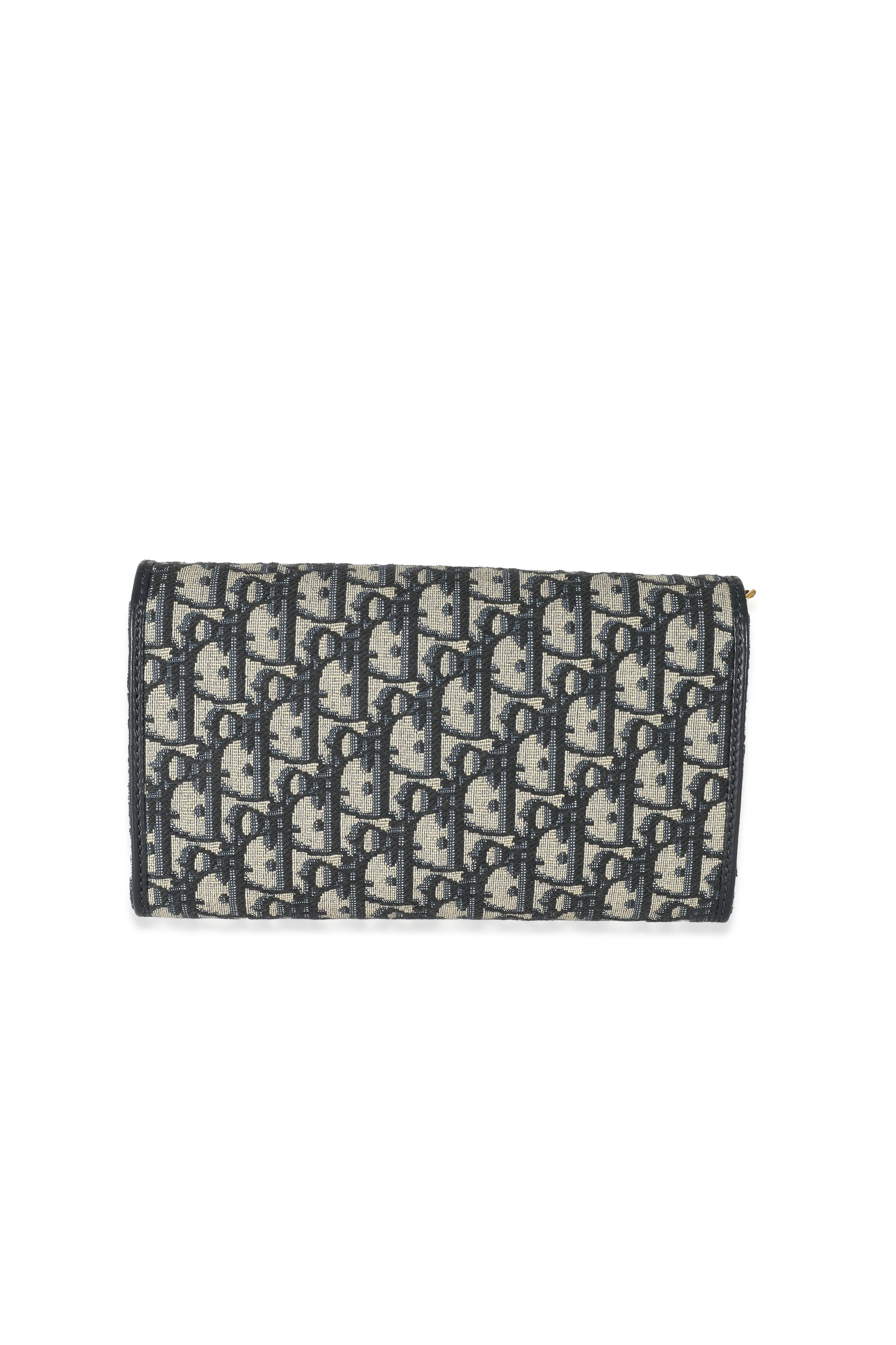 Christian Dior Blue Oblique Jacquard Bobby East West Pouch With Chain - Image 3