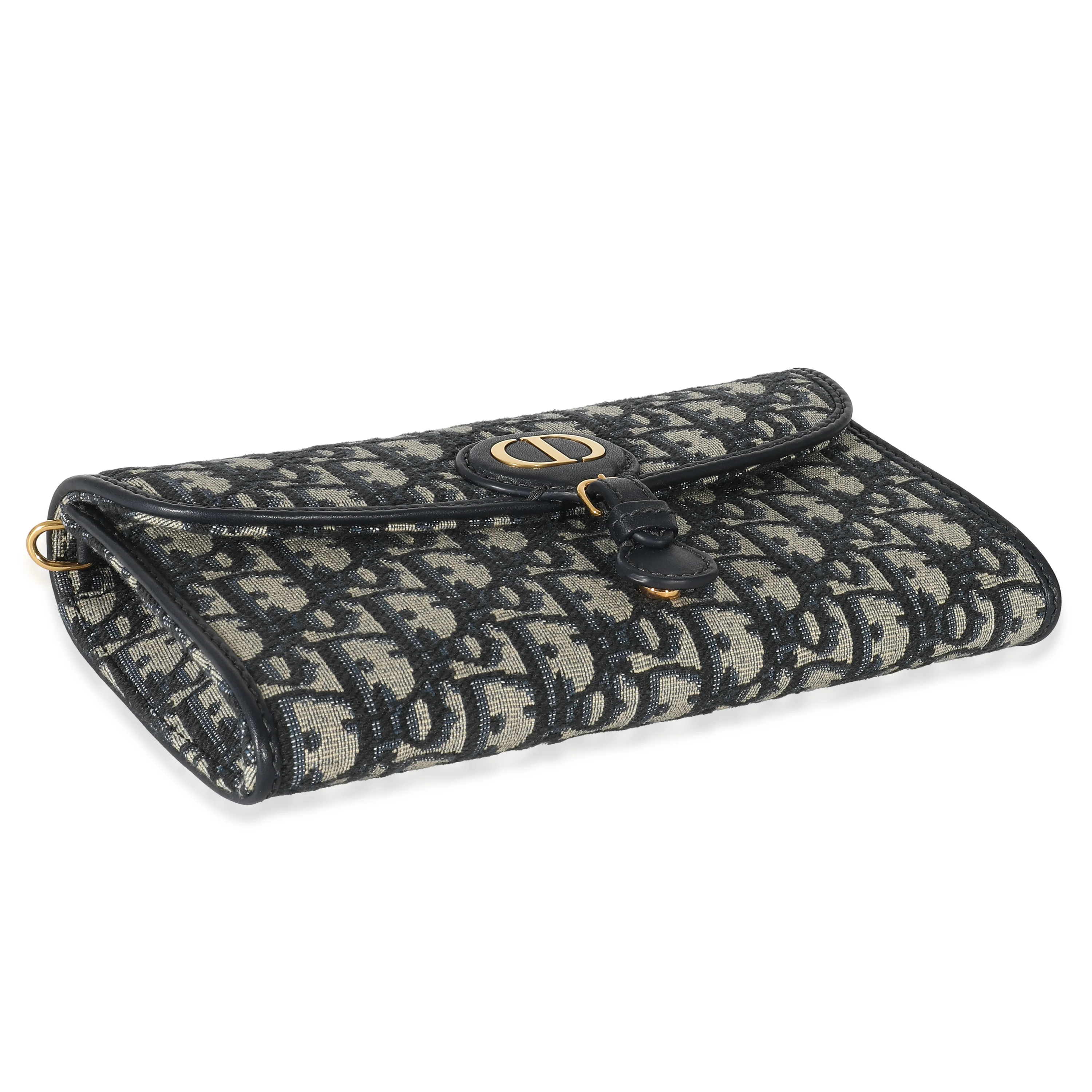 Christian Dior Blue Oblique Jacquard Bobby East West Pouch With Chain - Image 4