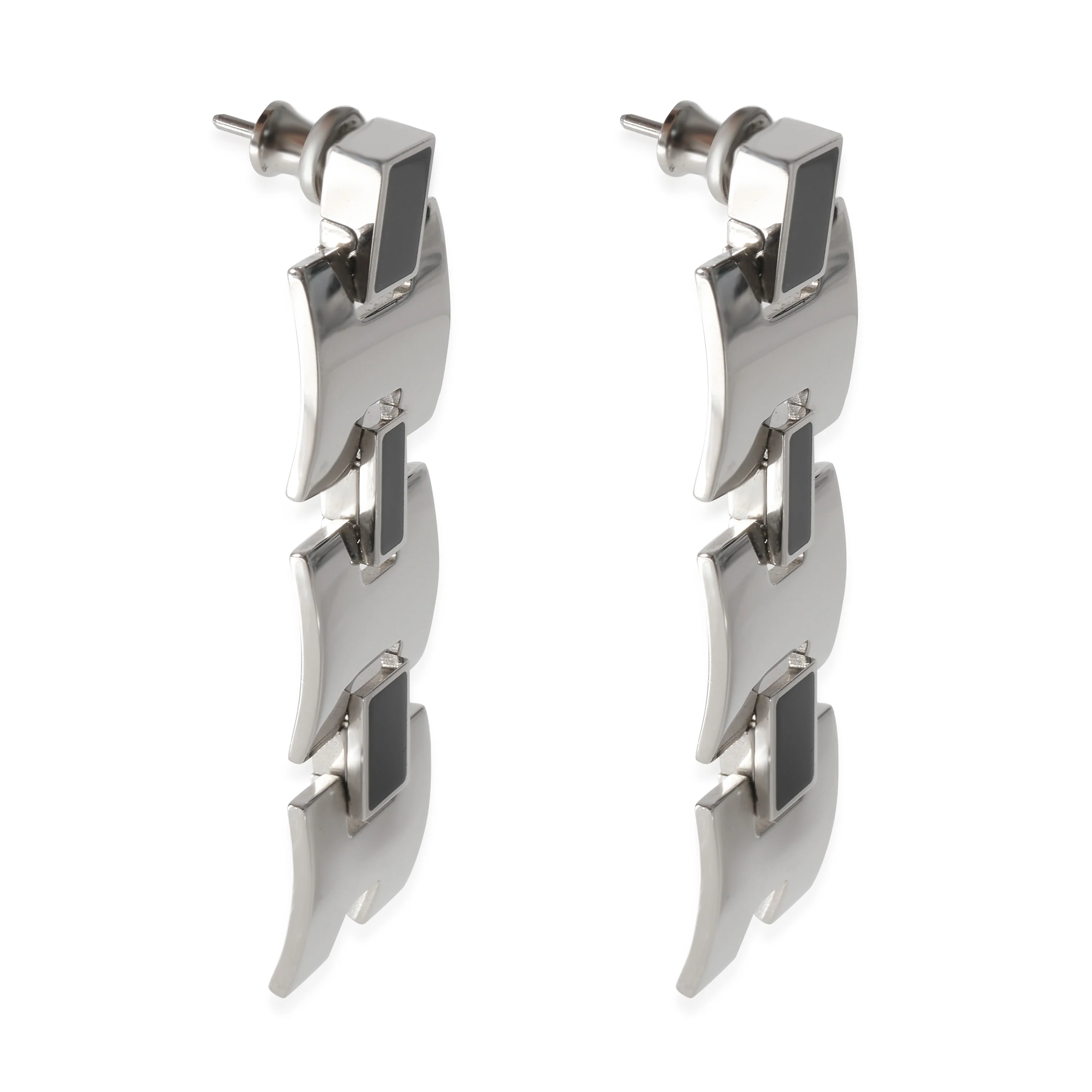 Black Lacquer Palladium Eileen Long Drop Earrings - Image 2