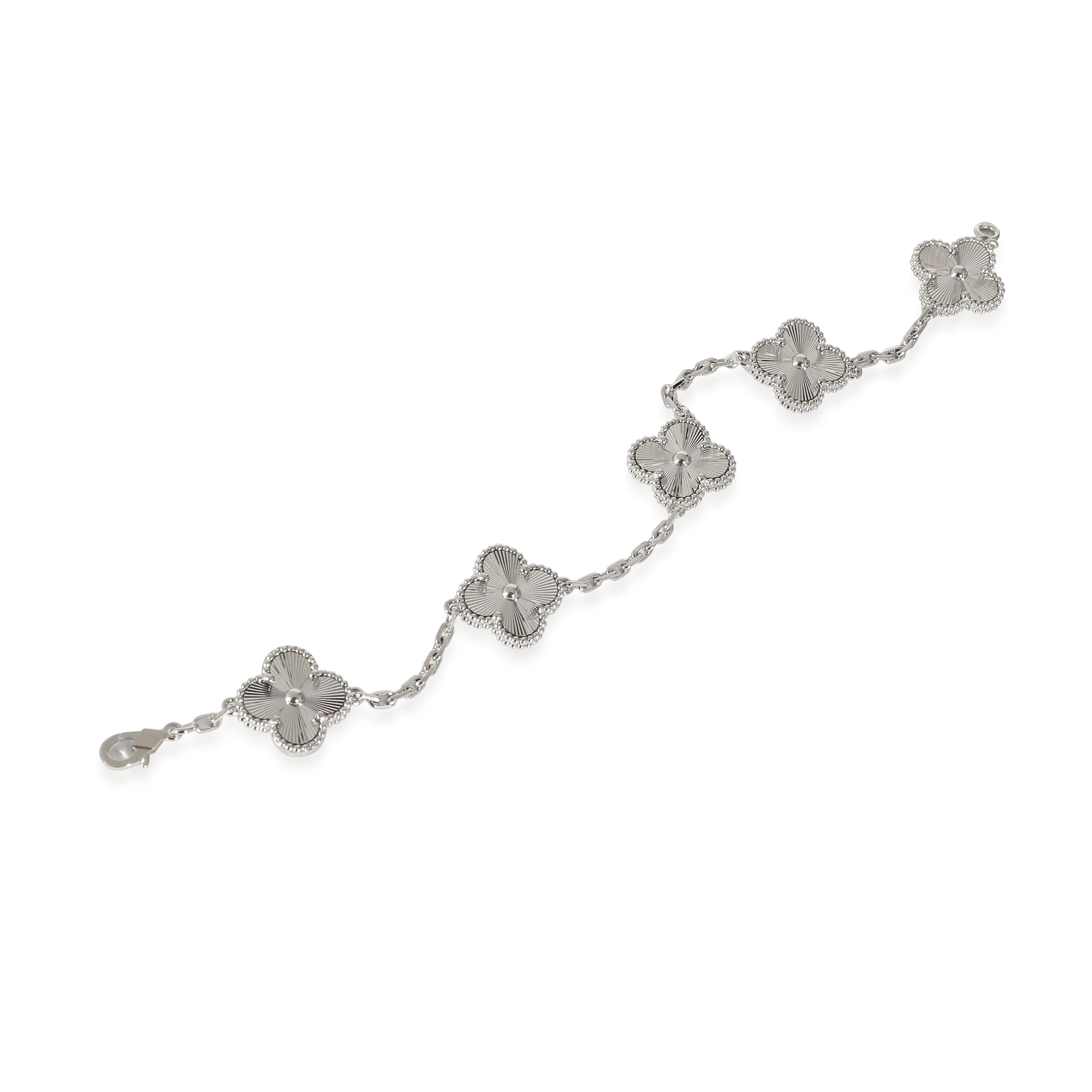 Van Cleef & Arpels Vintage Alhambra 5 Motifs Guilloche Bracelet in 18KT Gold - Image 2