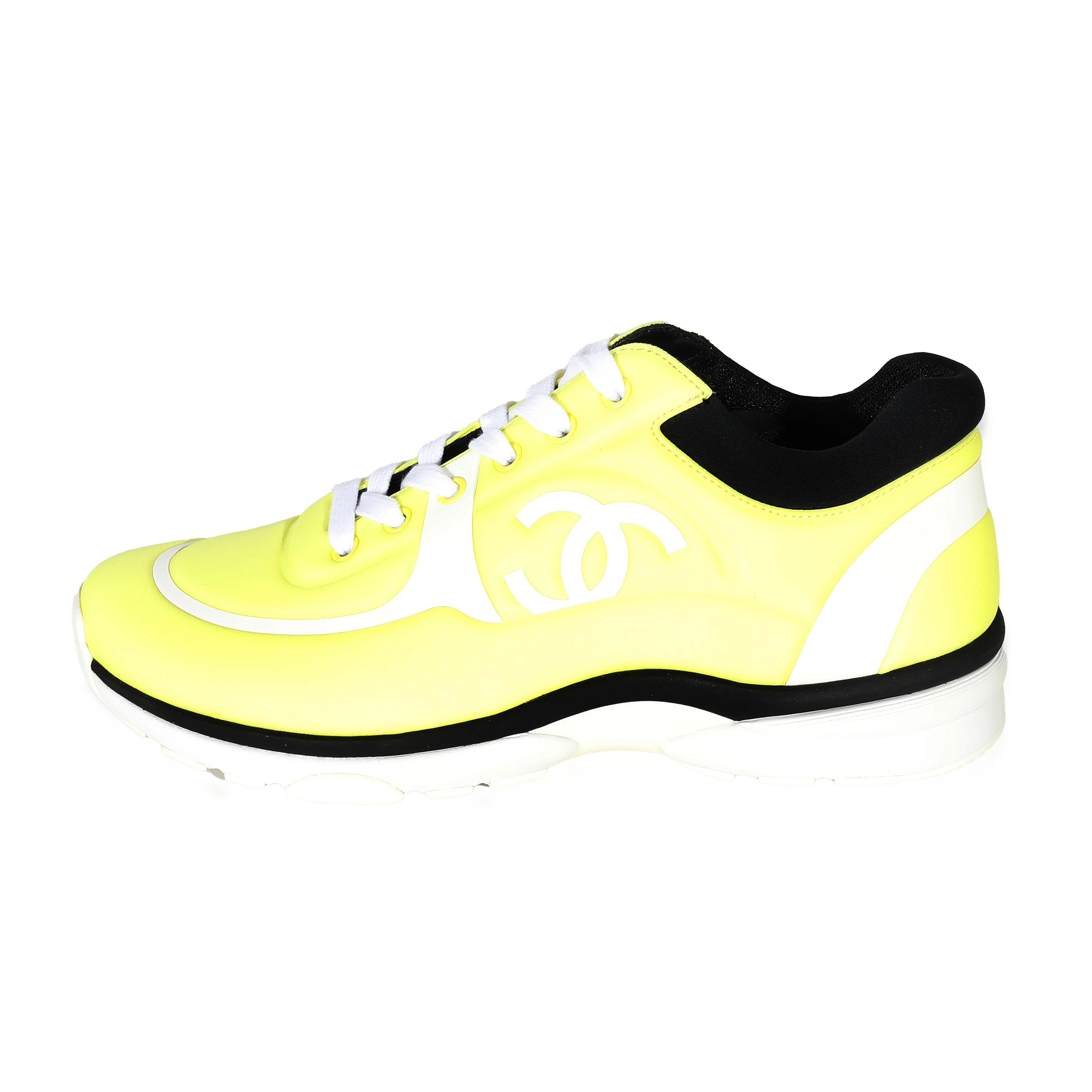 19S Neon Yellow Lycra Interlocking CC Sneakers - Image 4