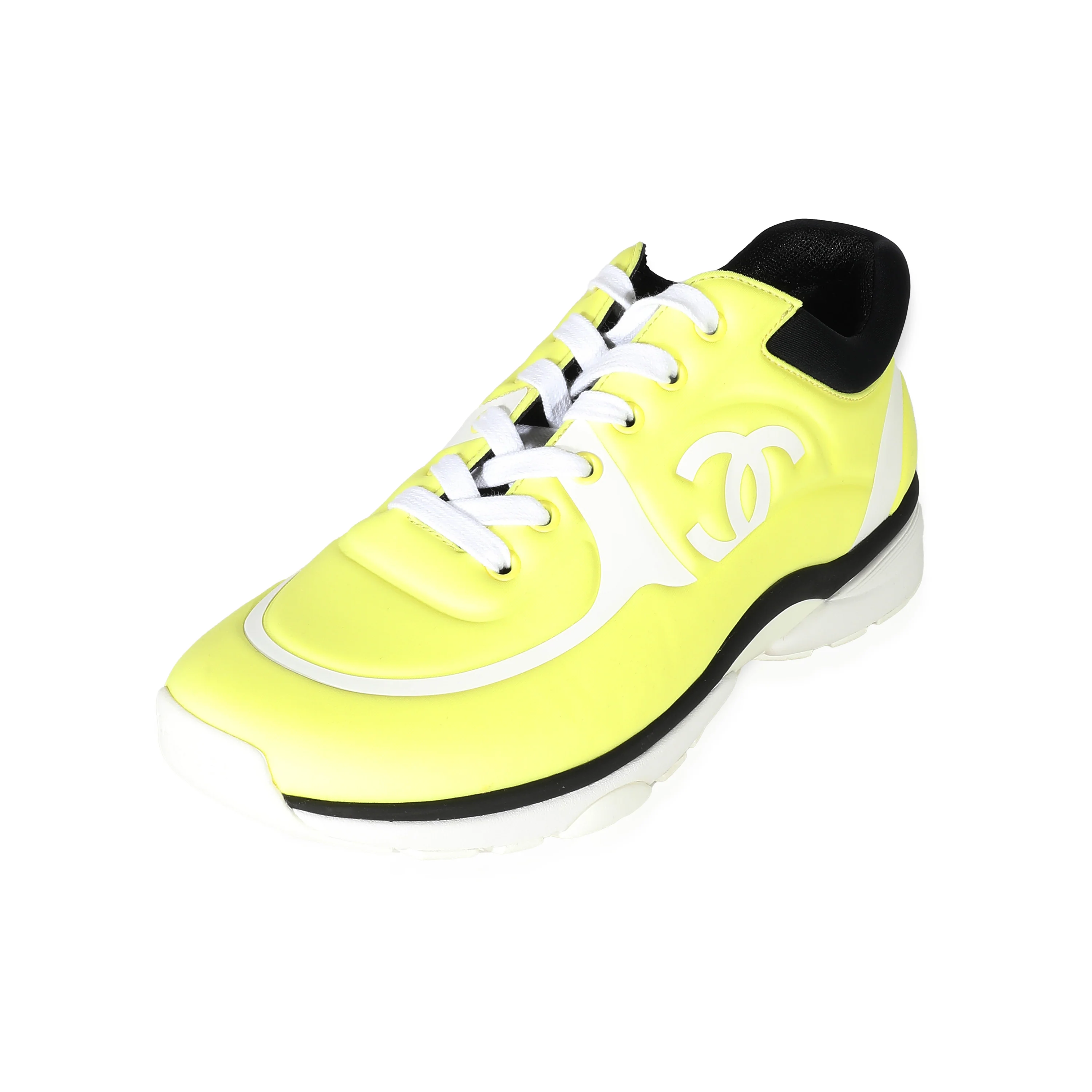 19S Neon Yellow Lycra Interlocking CC Sneakers - Image 5