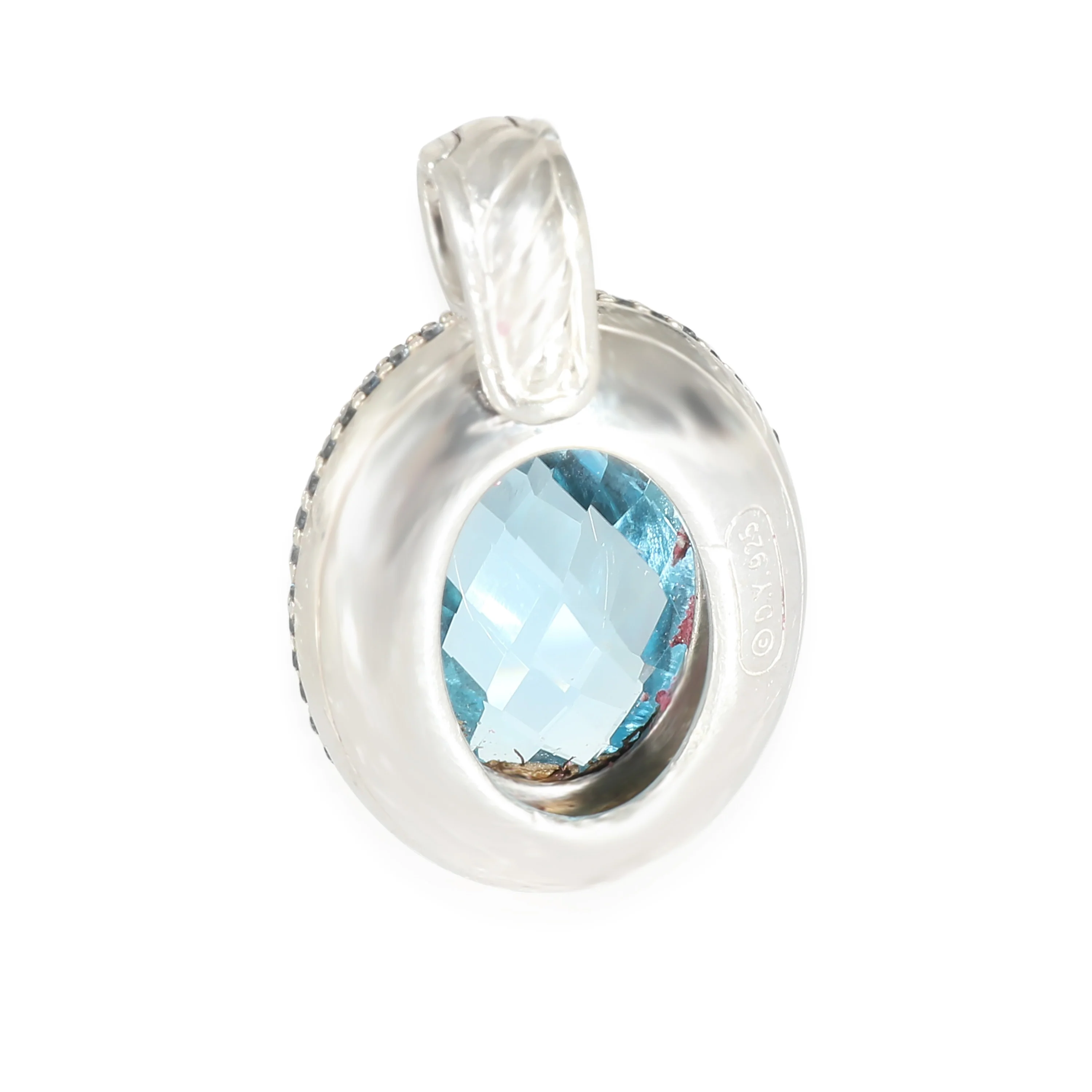 Blue Topaz & Sapphires Oval Enhancer in Sterling Silver - Image 3