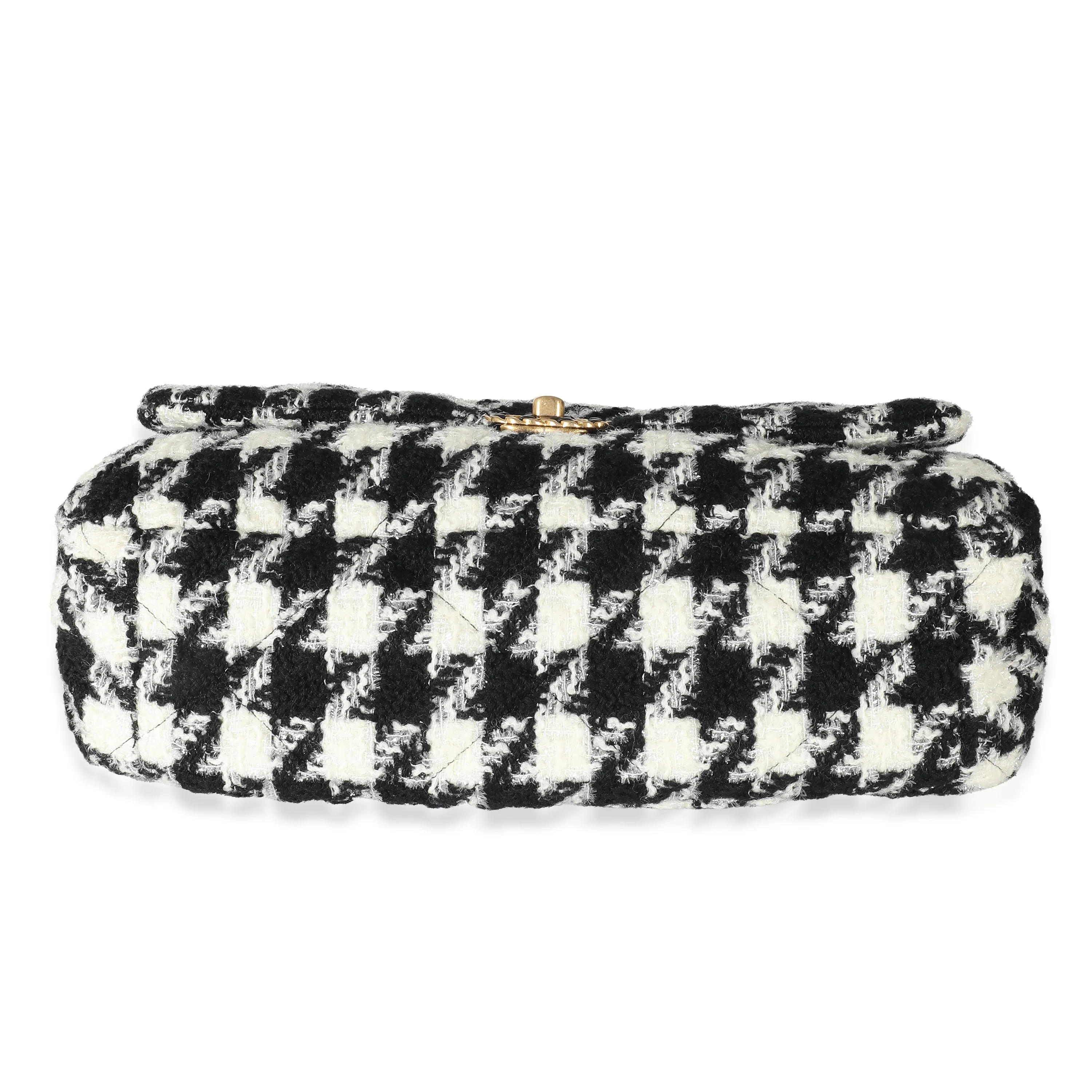 Chanel Black White Houndstooth Tweed Chanel 19 Maxi Flap Bag - Image 4
