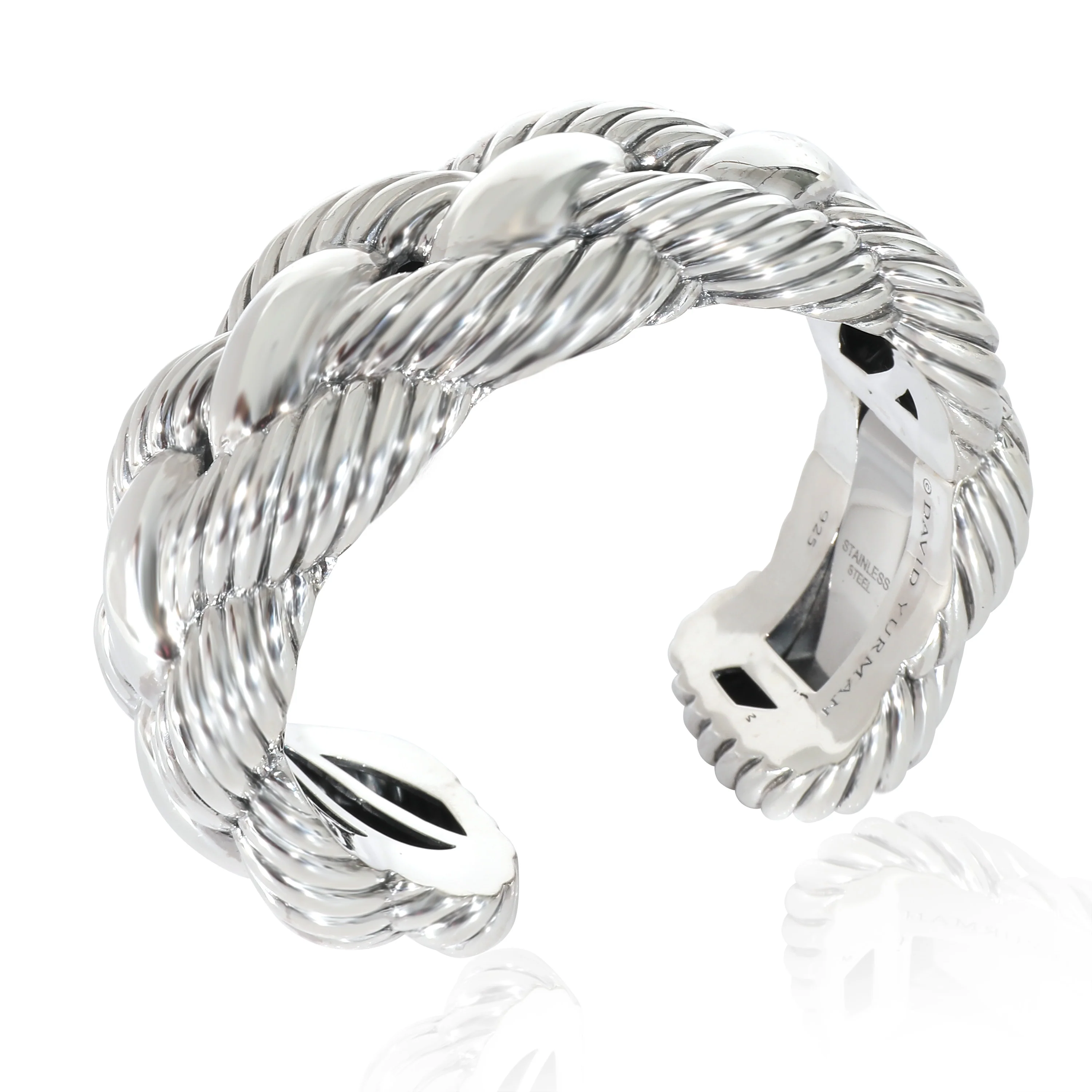 David Yurman Woven Hinged Cable Cuff in Sterling Silver/Stainless Steel - Image 3