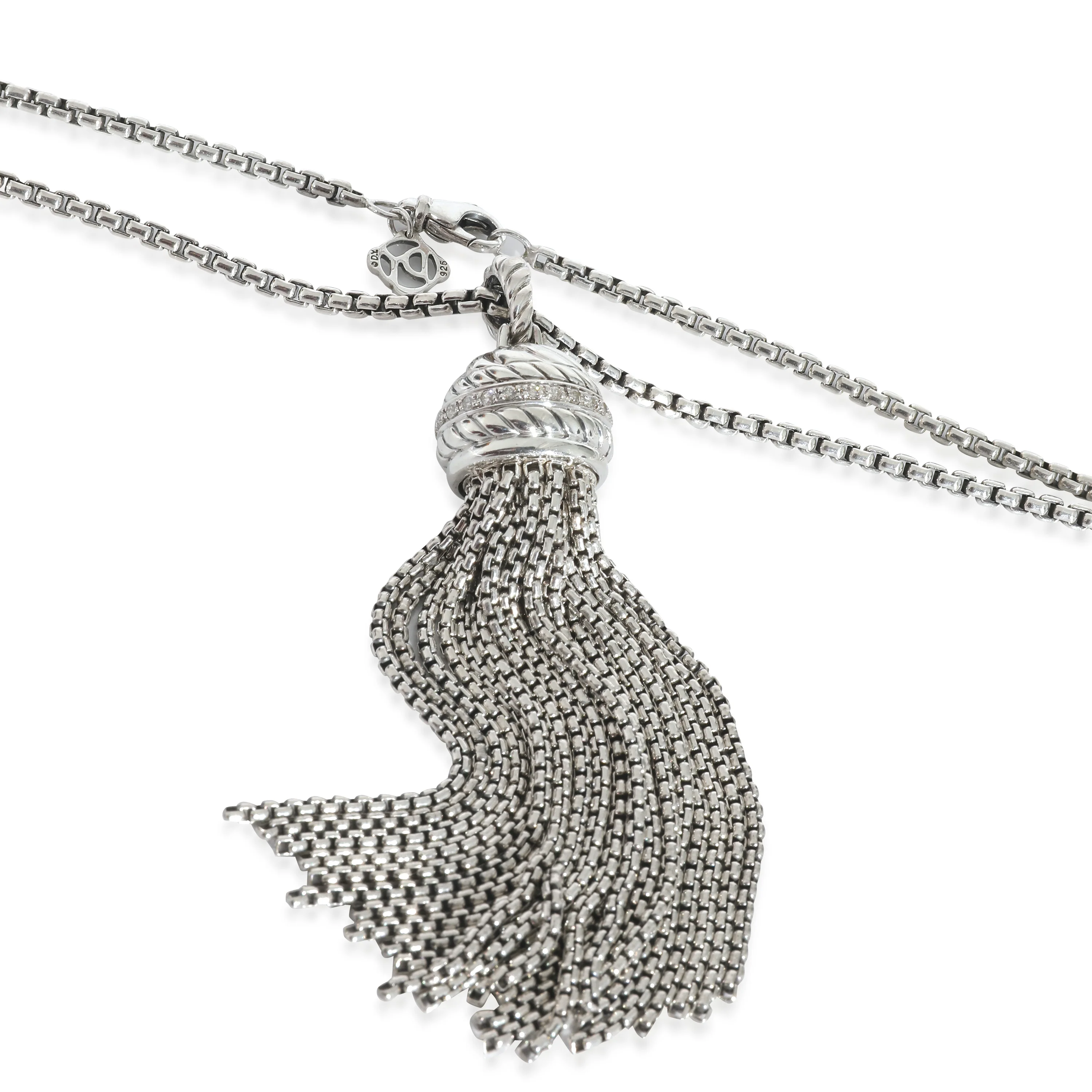 Cable Diamond Tassel Pendant in Sterling Silver - Image 3