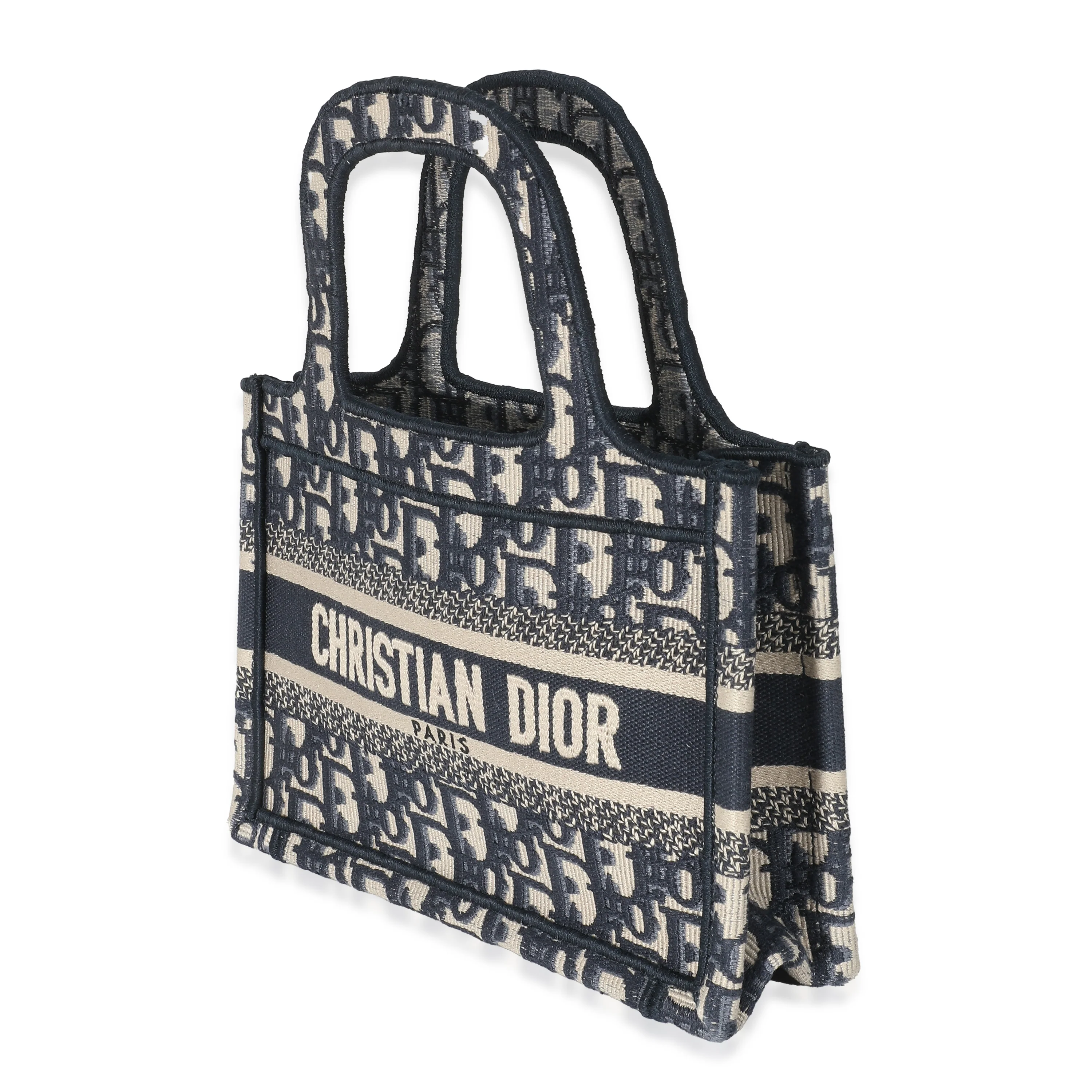 Navy Oblique Canvas Mini Book Tote - Image 2