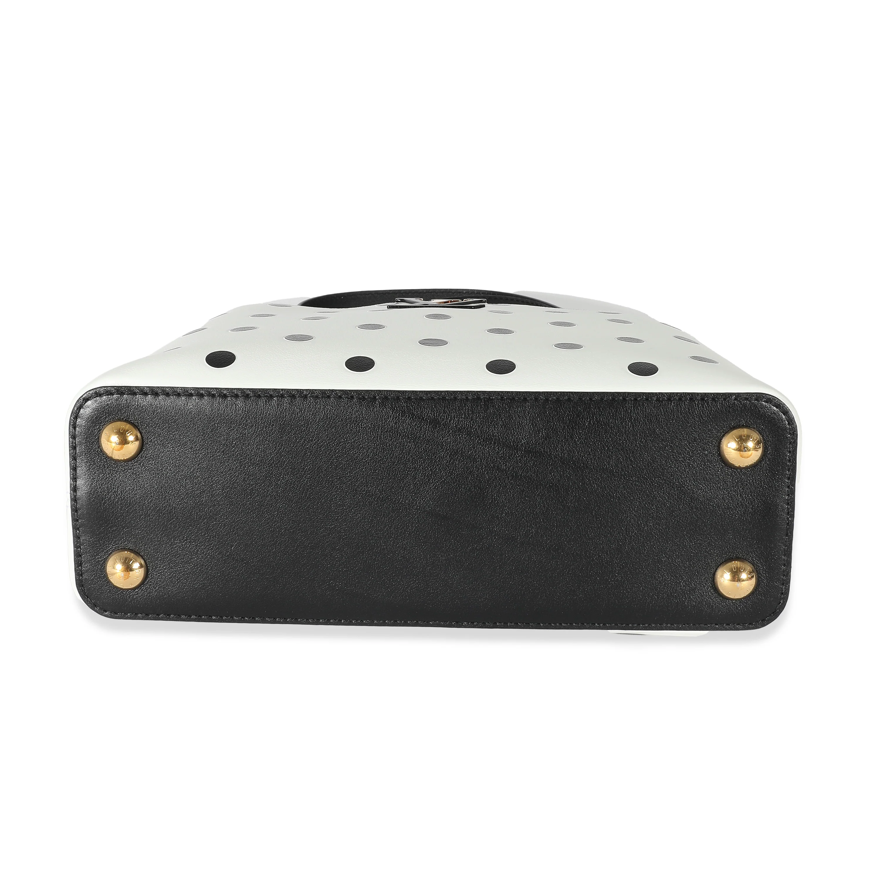 Louis Vuitton Black & White Polka Dot Printed Leather Capucines BB - Image 6