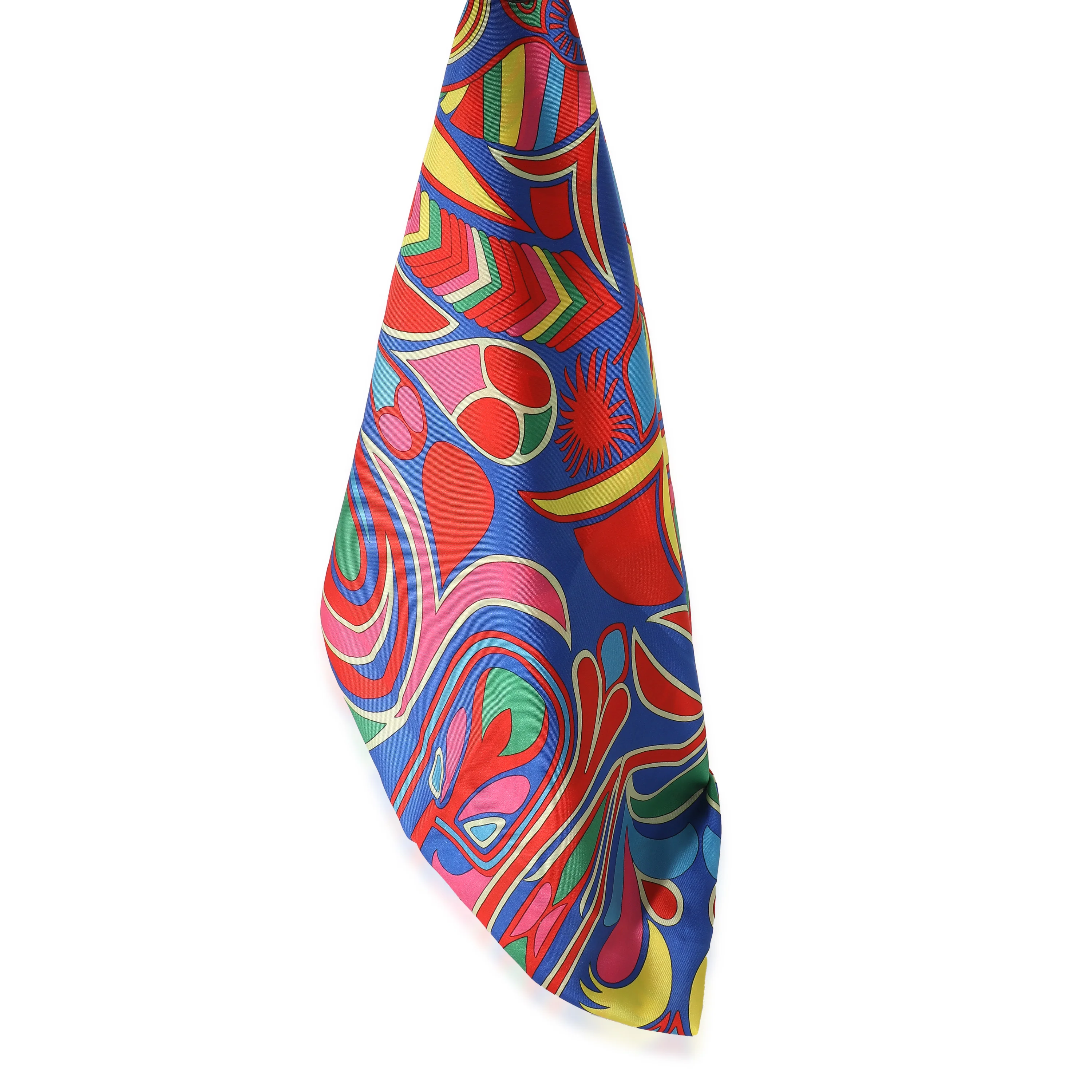 Red Blue Silk Folklore Scarf 140 - Image 2