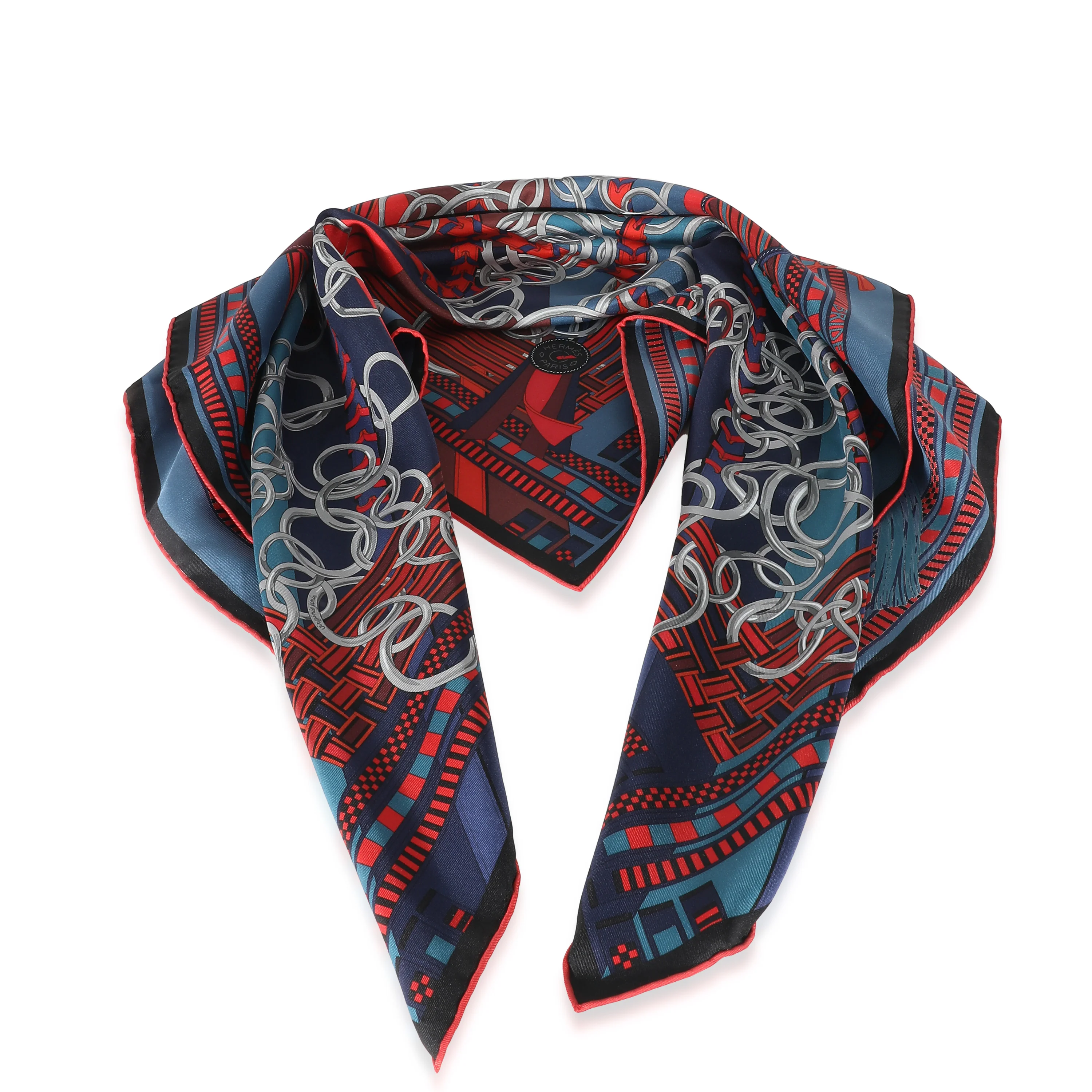 Grey Red Silk Brides Et Gris Gris Scarf 90 - Image 3