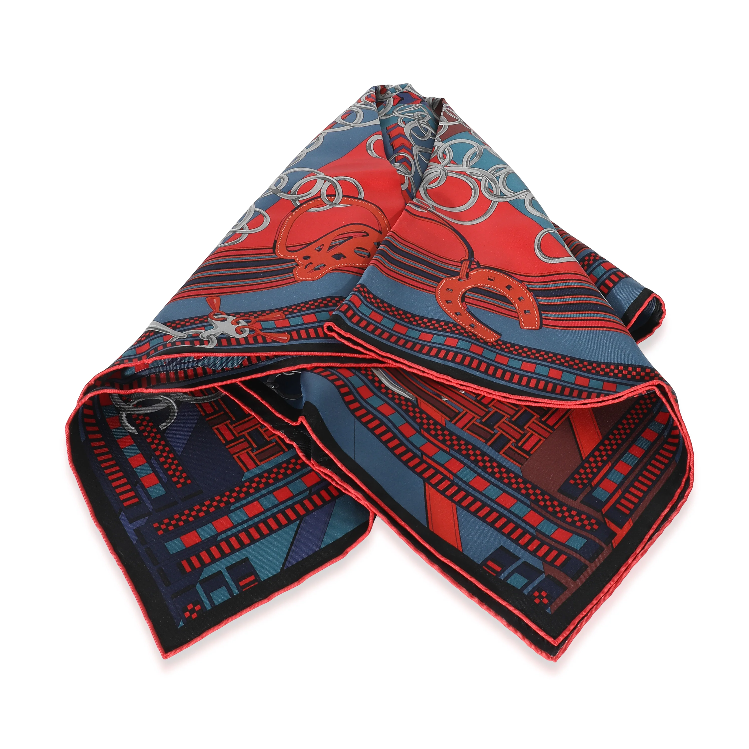 Grey Red Silk Brides Et Gris Gris Scarf 90 - Image 4