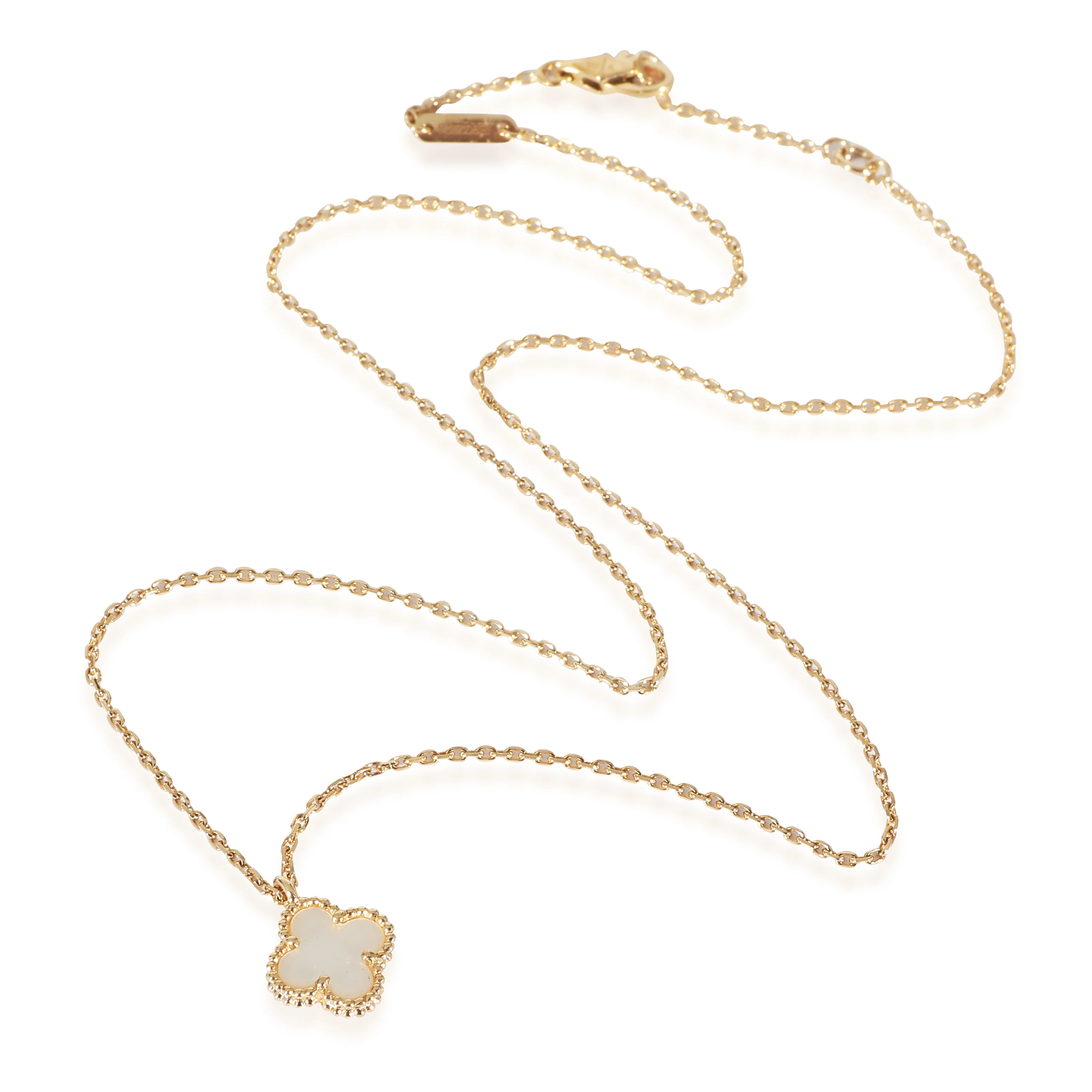 Van Cleef & Arpels Alhambra Mother Of Pearl Pendant in 18K Yellow Gold - Image 2