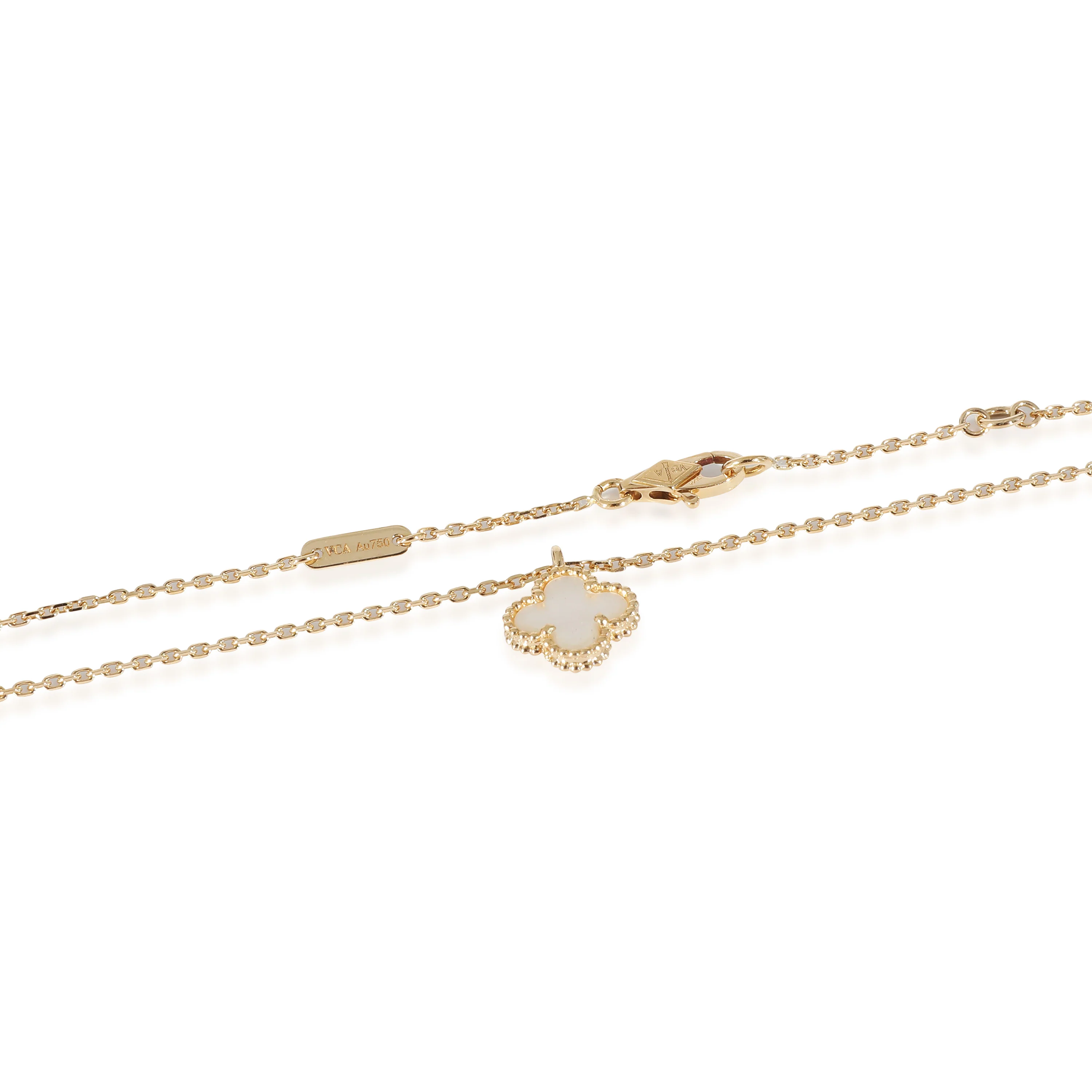 Van Cleef & Arpels Alhambra Mother Of Pearl Pendant in 18K Yellow Gold - Image 3
