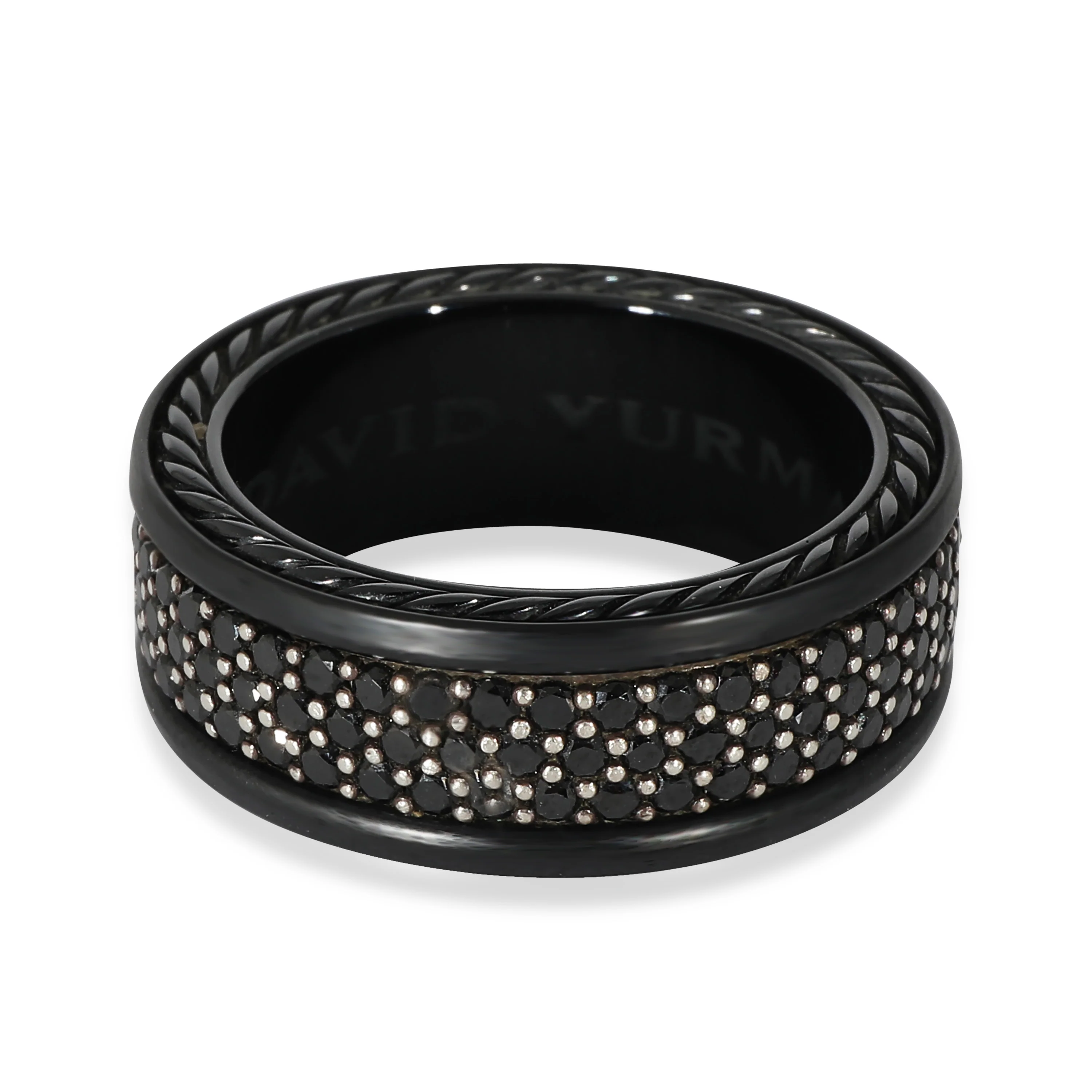Streamline Three Row Black Diamond Ring in Black Titanium 2.62 CTW