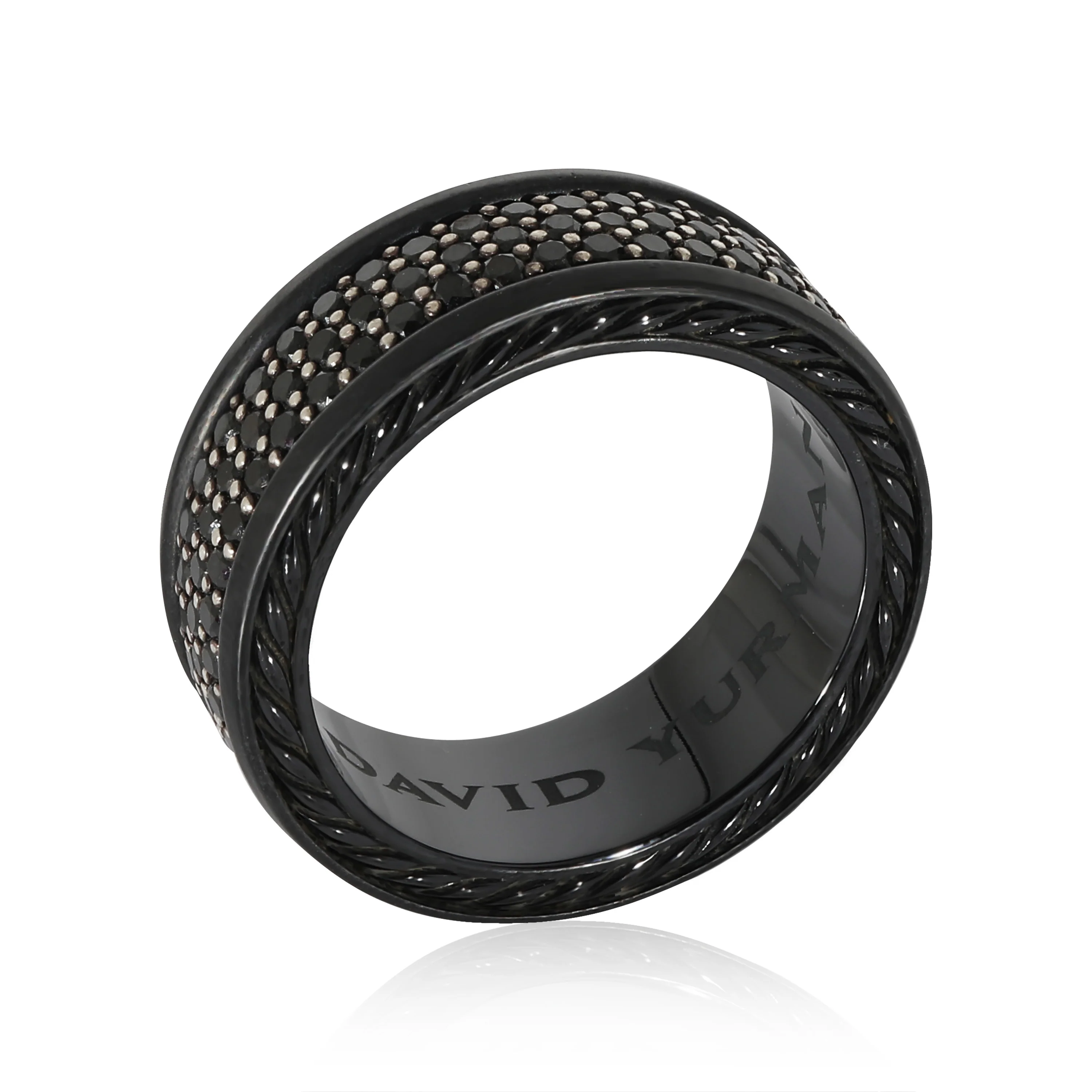 Streamline Three Row Black Diamond Ring in Black Titanium 2.62 CTW - Image 4