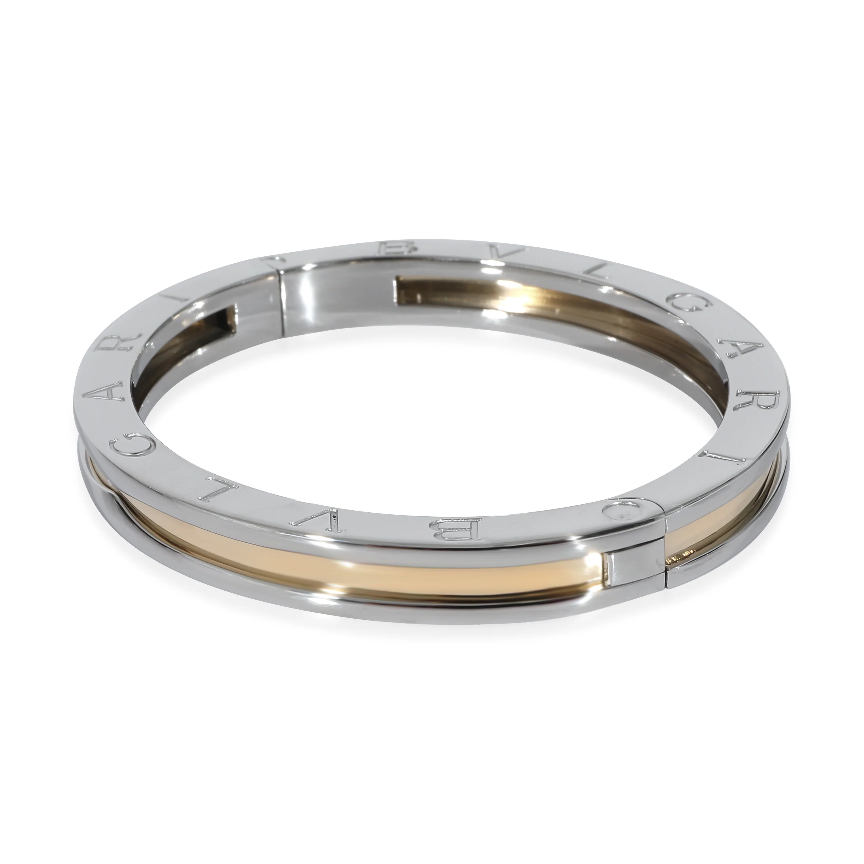 BVLGARI B.zero1 Hinged Bangle Bracelet in 18K Yellow Gold/Steel - Image 2