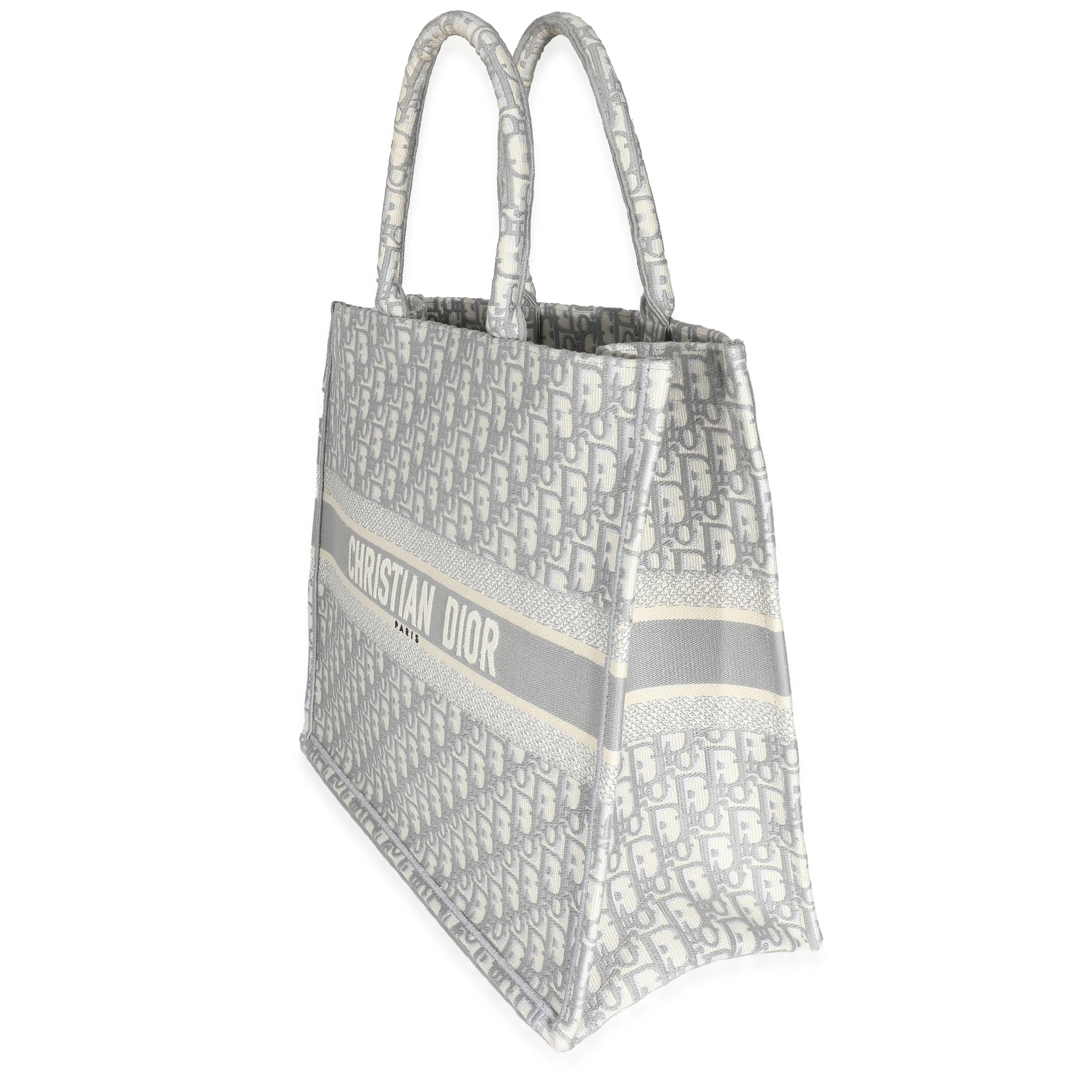 Ecru Gray Dior Oblique Embroidery Large Dior Book Tote - Image 2
