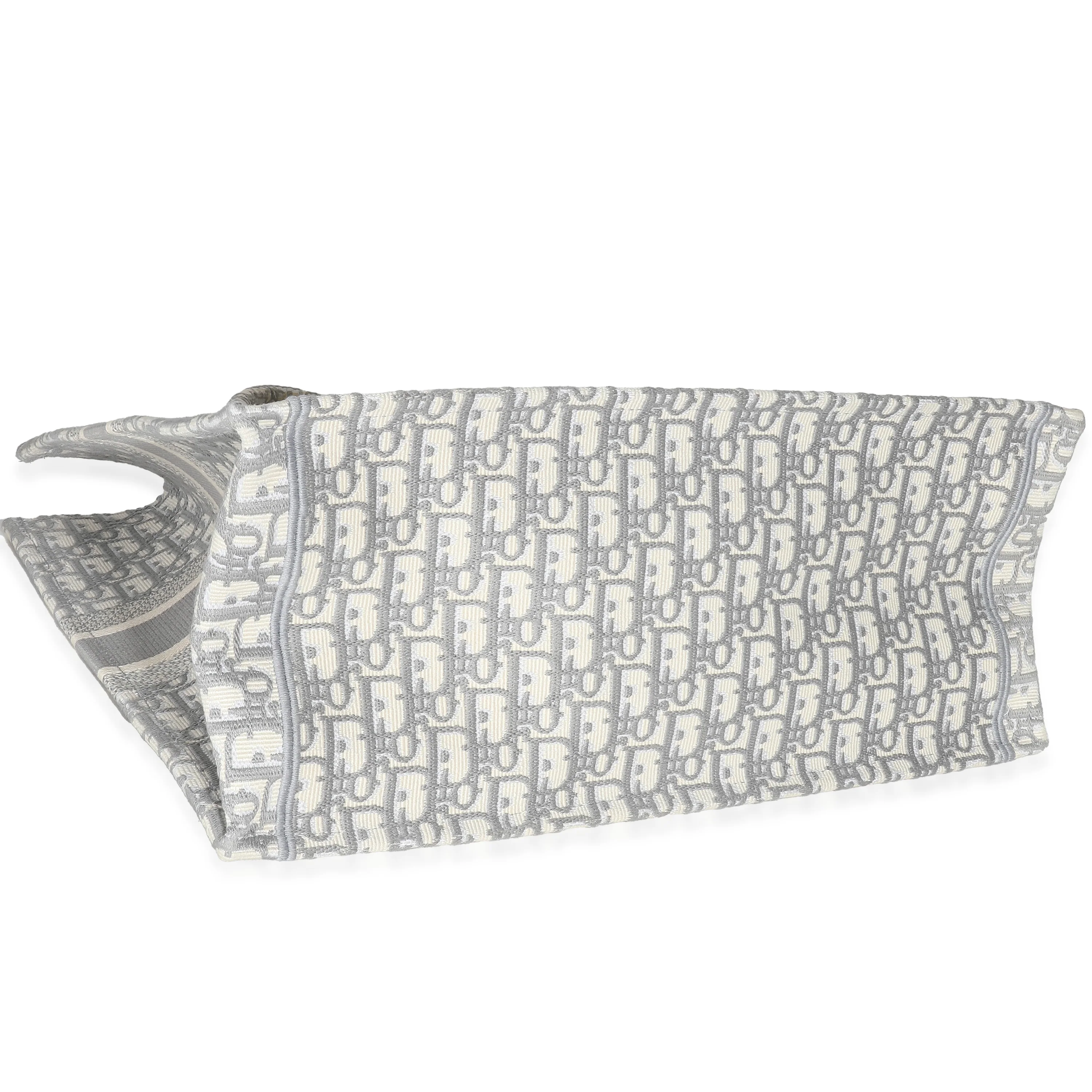 Ecru Gray Dior Oblique Embroidery Large Dior Book Tote - Image 4