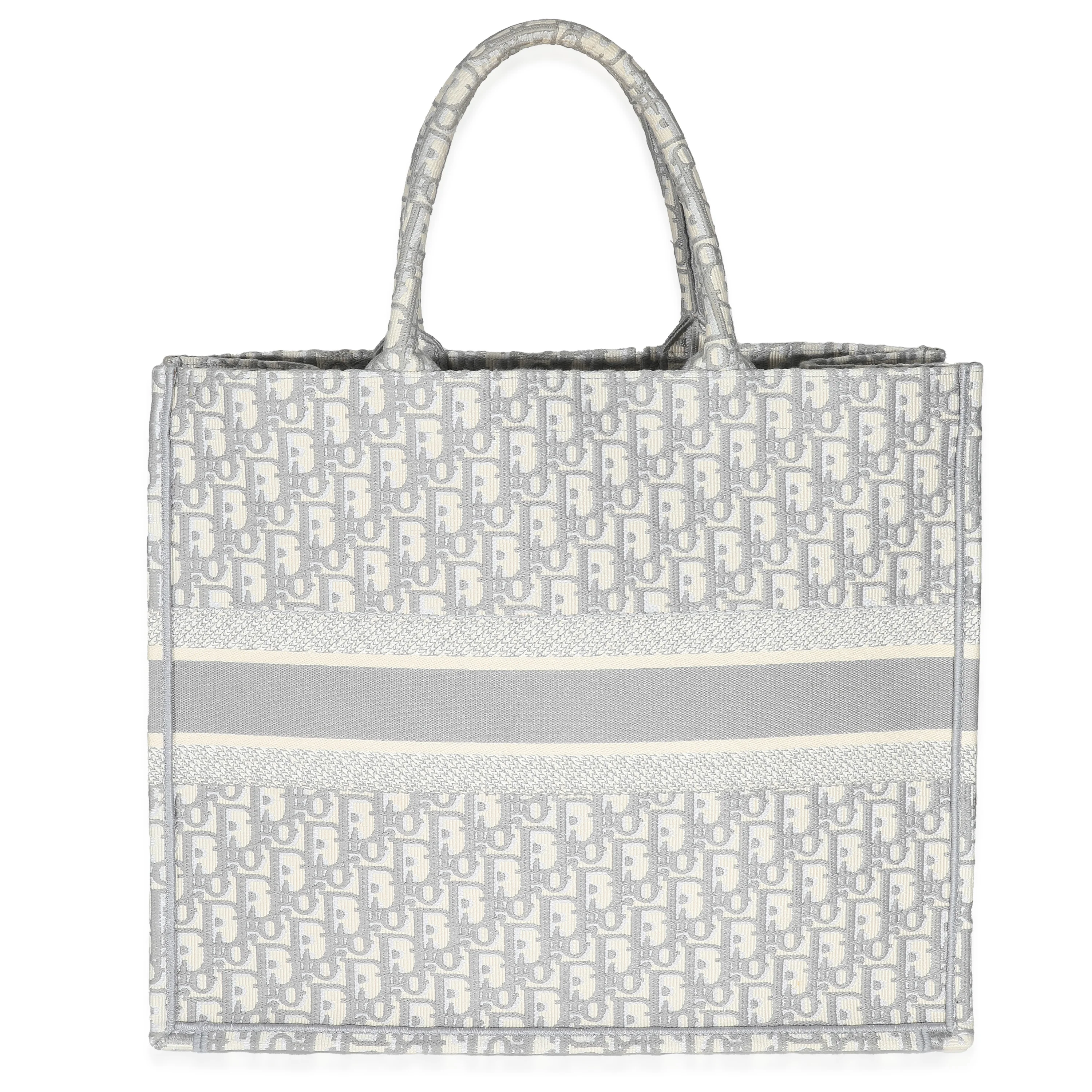 Ecru Gray Dior Oblique Embroidery Large Dior Book Tote - Image 5