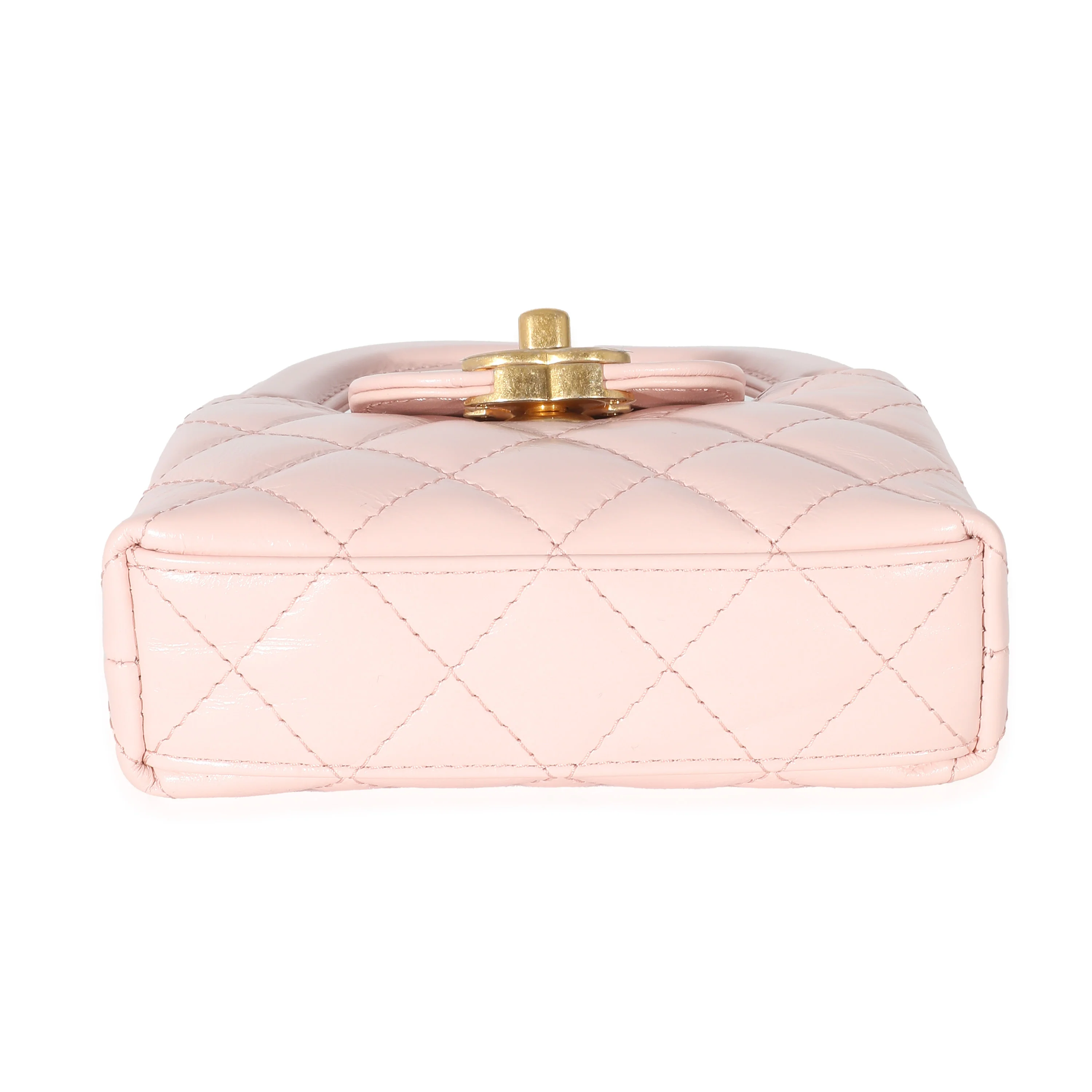 Chanel 23K Coral Pink Quilted Shiny Aged Calfskin Mini Nano Kelly Shopper - Image 7