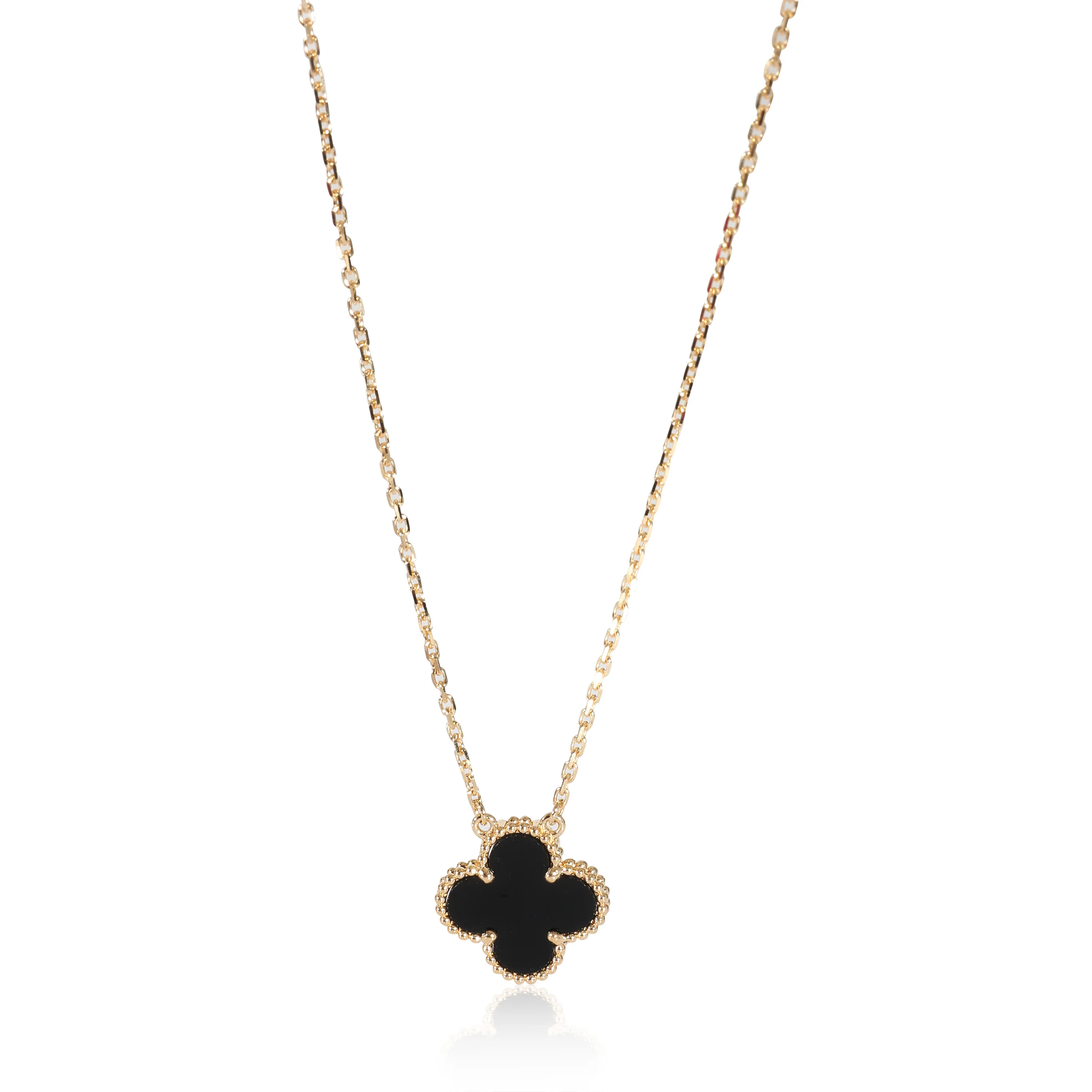 Van Cleef & Arpels Vintage Alhambra Onyx Pendant in 18k Yellow Gold