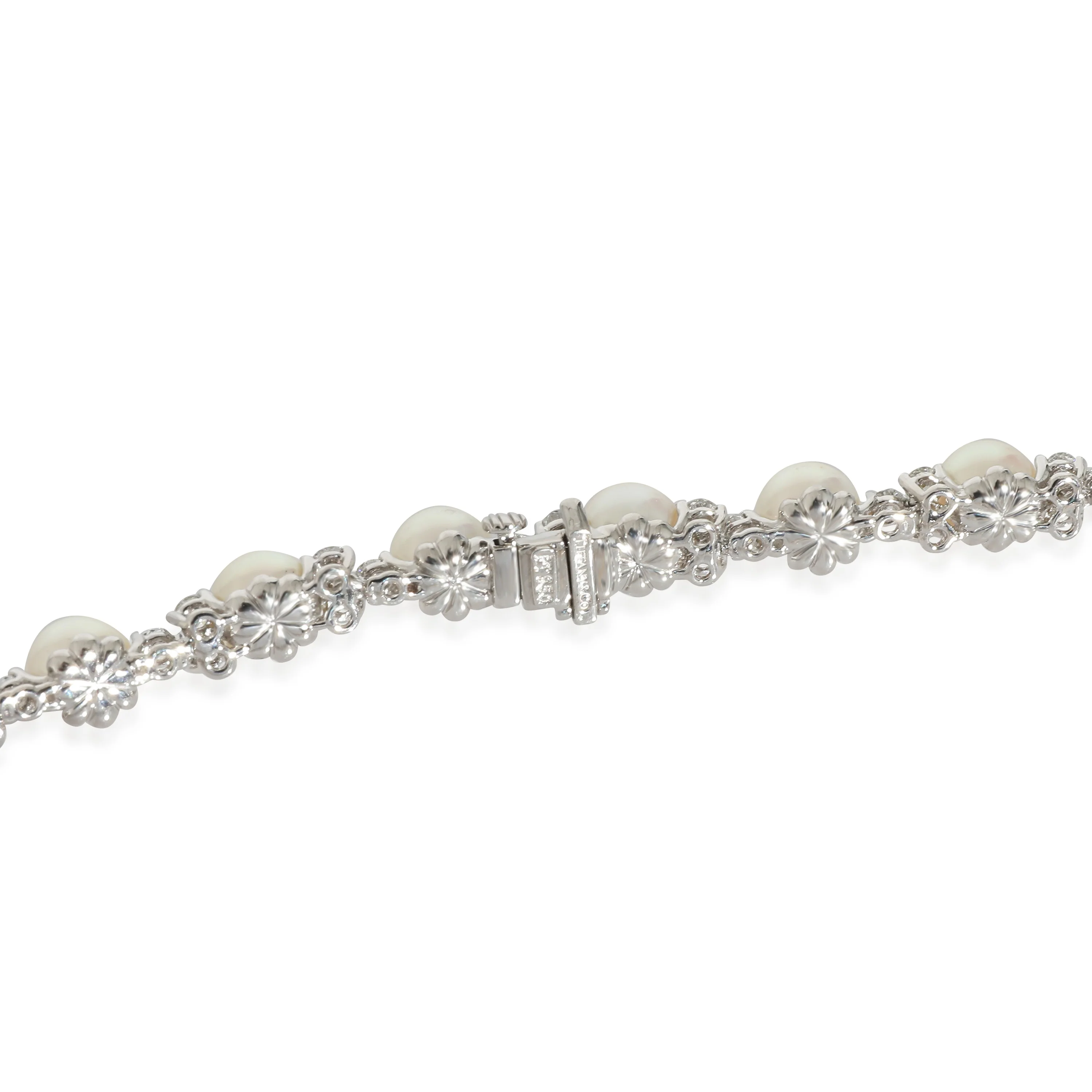 Aria Trio Pearl & Diamonds Necklace in Platinum 4.91 CTW - Image 3