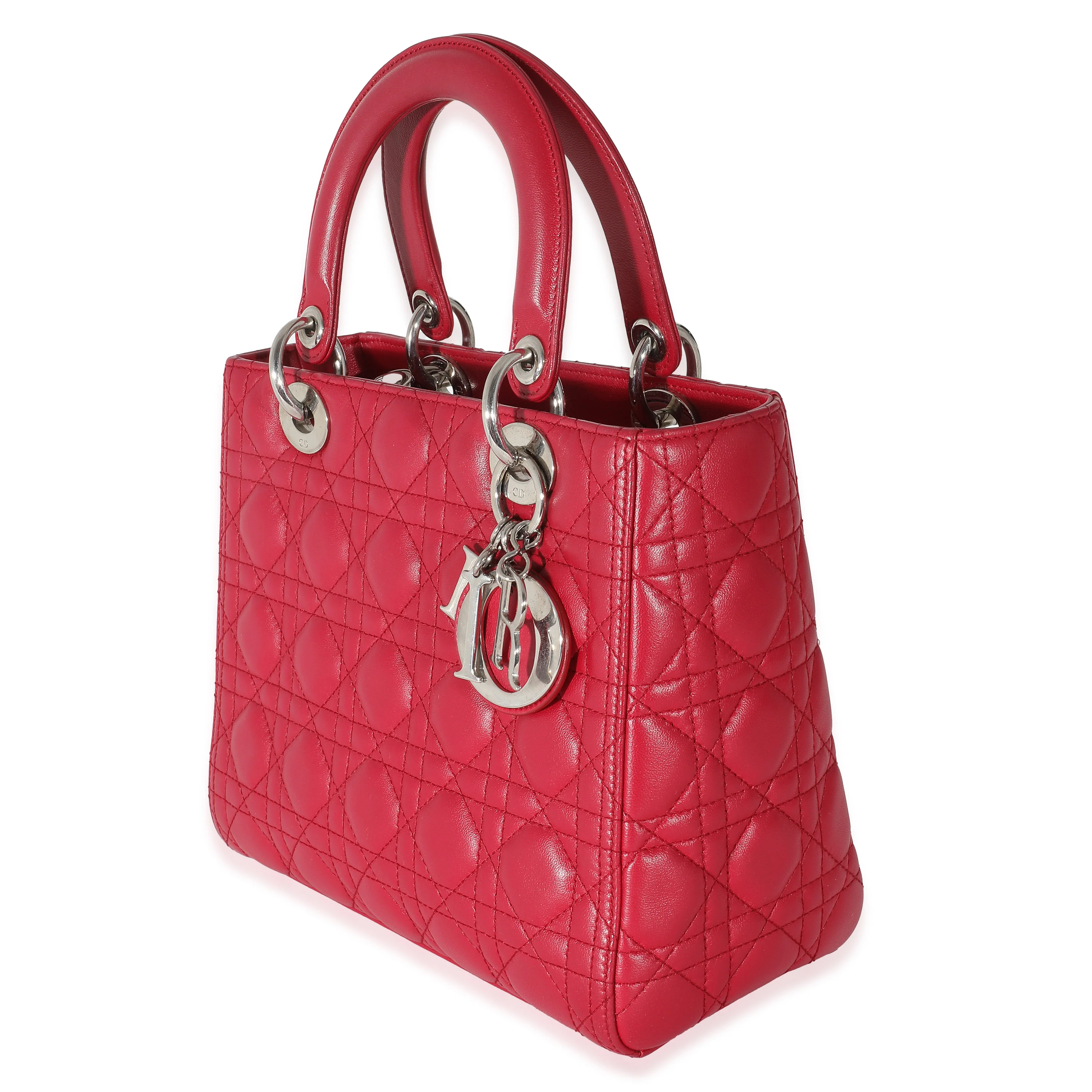 Christian Dior Pink Lambskin Cannage Medium Lady Dior - Image 2