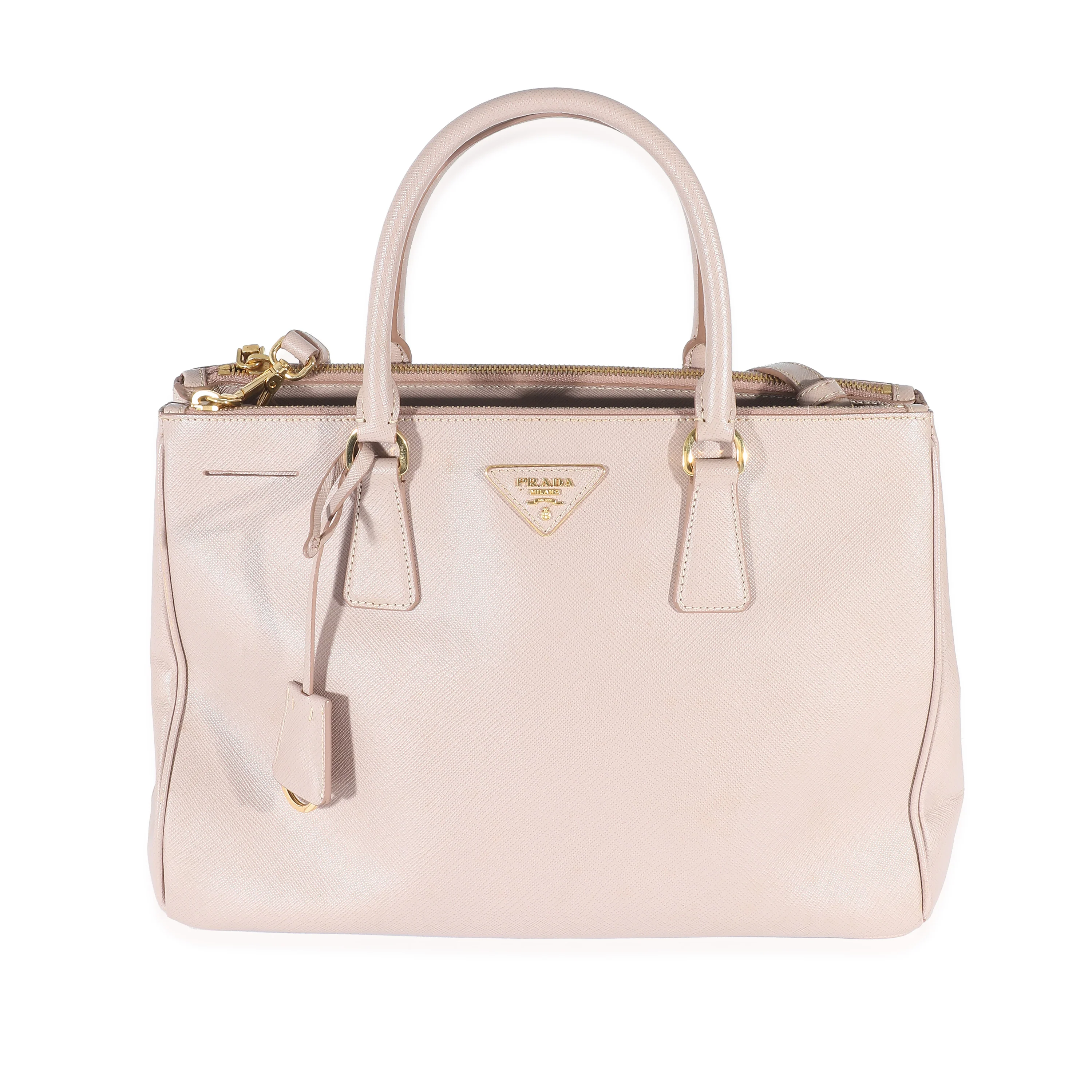 Prada Pink Saffiano Lux Galleria Double Zip Tote