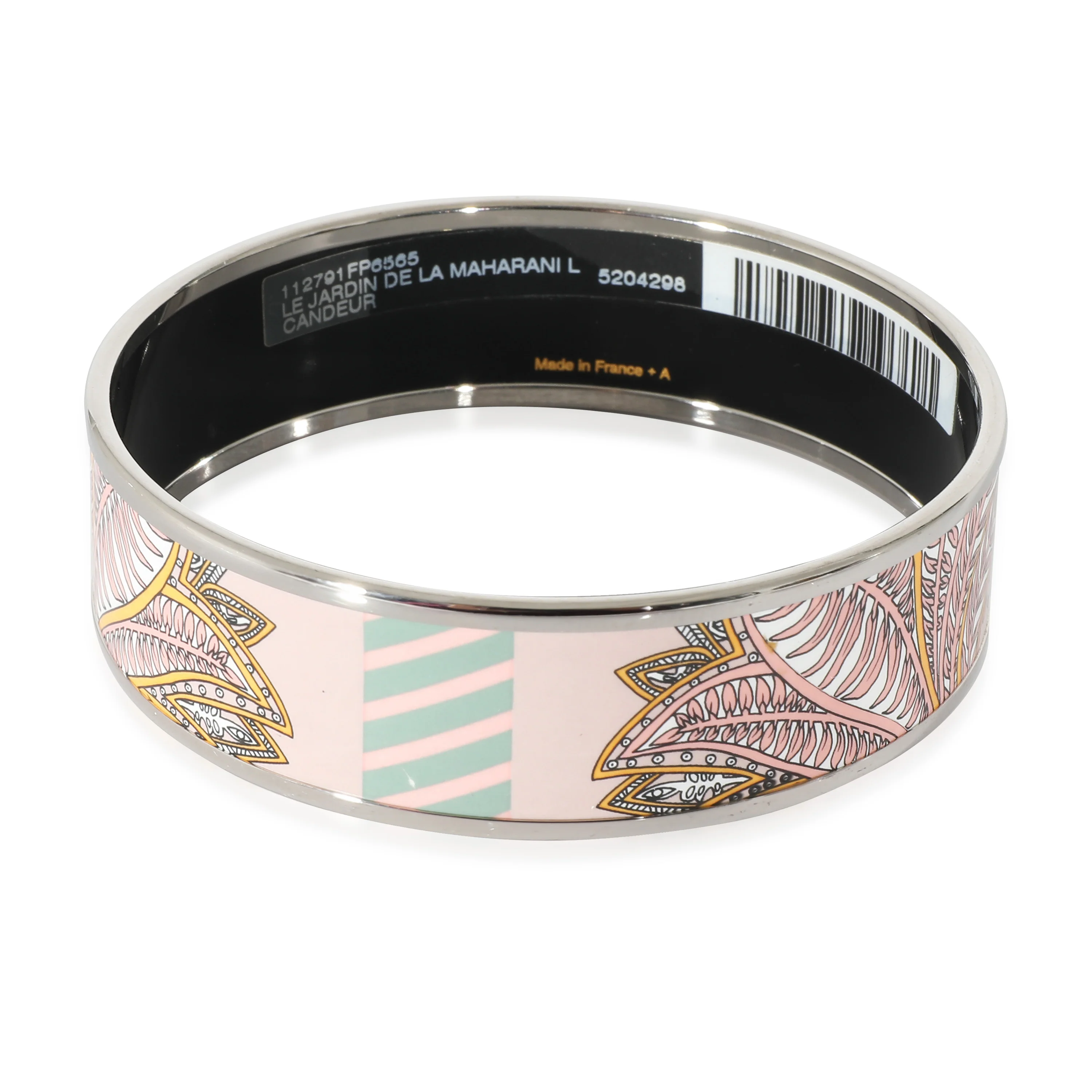 Hermès Palladium Plated Le Jardin De La Maharani L Candeur Enamel Bracelet 62MM - Image 2